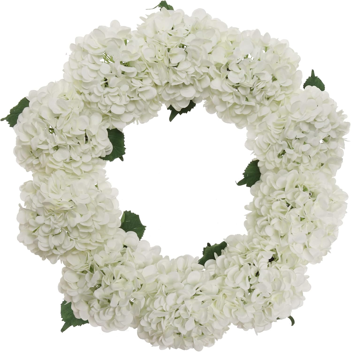 24-Inch White Hydrangea Wreath - Real Touch Artificial Flowers for Front Door Wall or Mantel