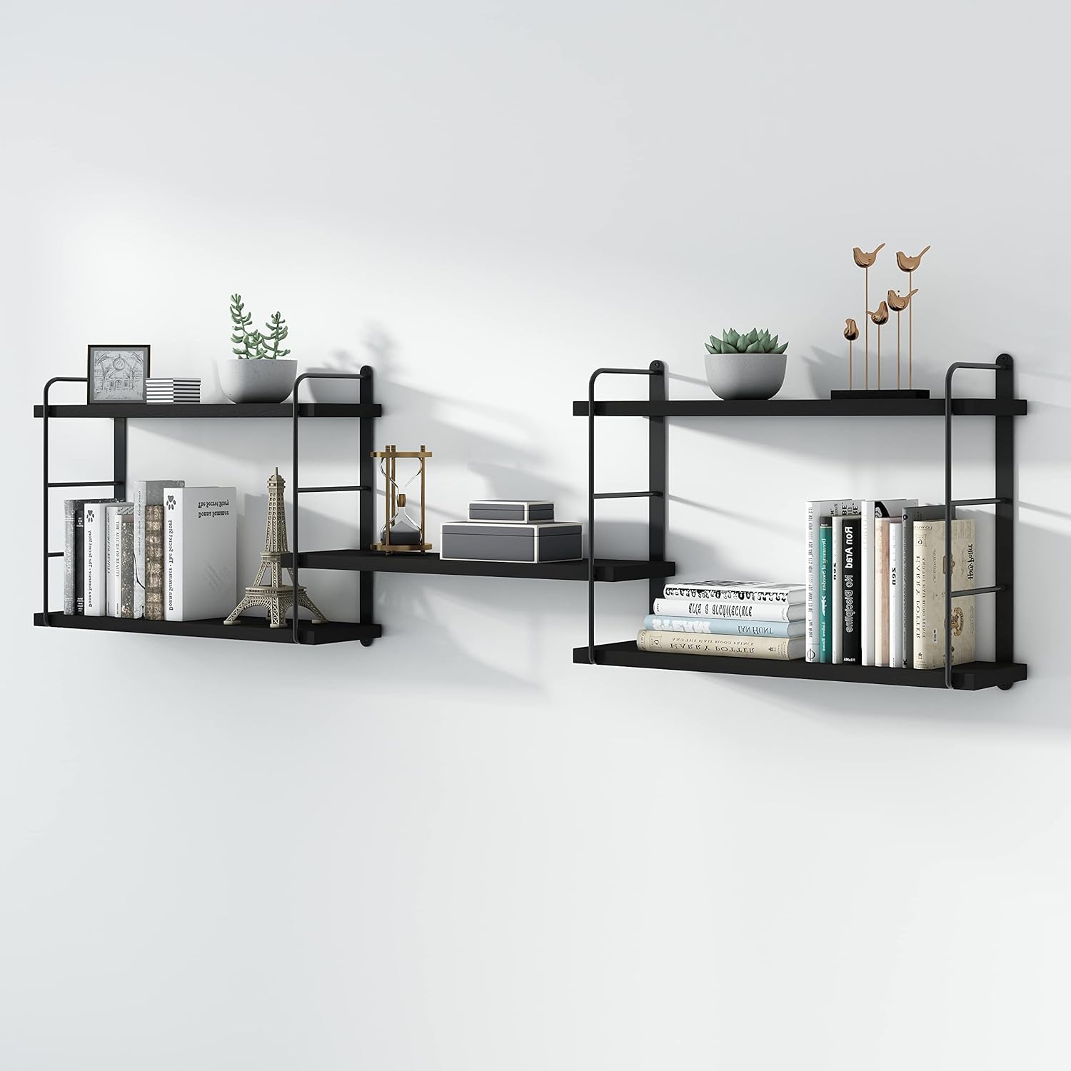 MXCSE Floating Shelves 5pcs Black Wall Mount