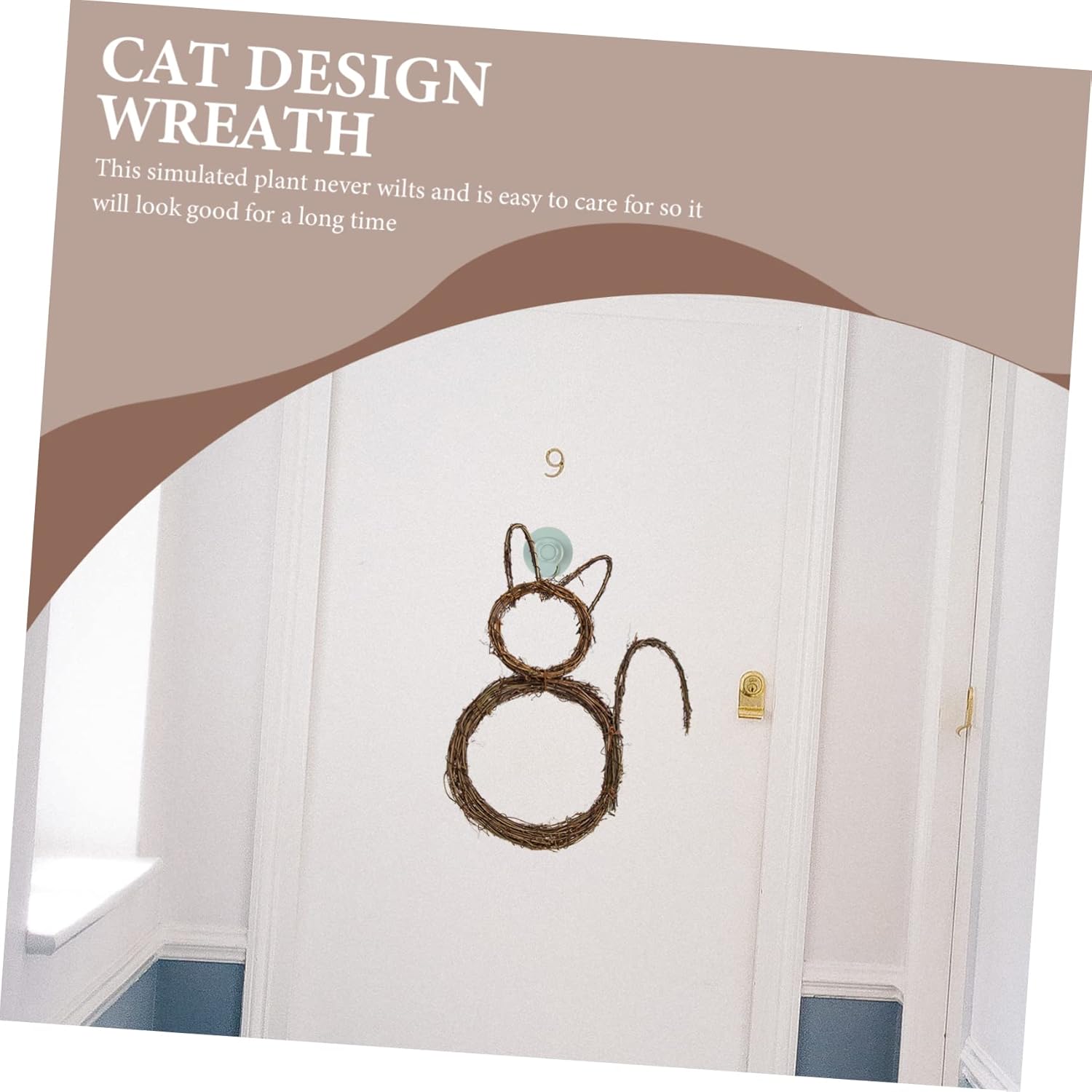 Wakauto Cat Halloween Rattan Wreath Door Decor