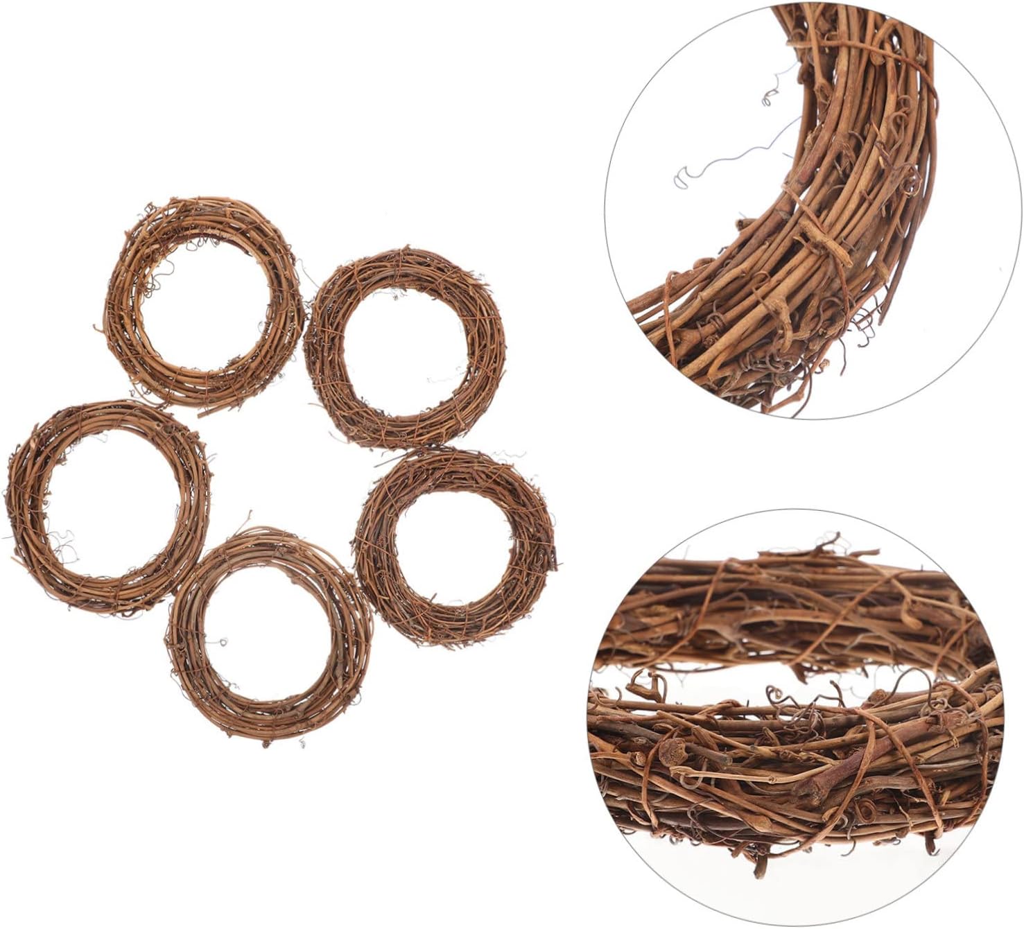 Sosoport 5Pcs Rattan Wreath Rings for Christmas and Holiday Decor