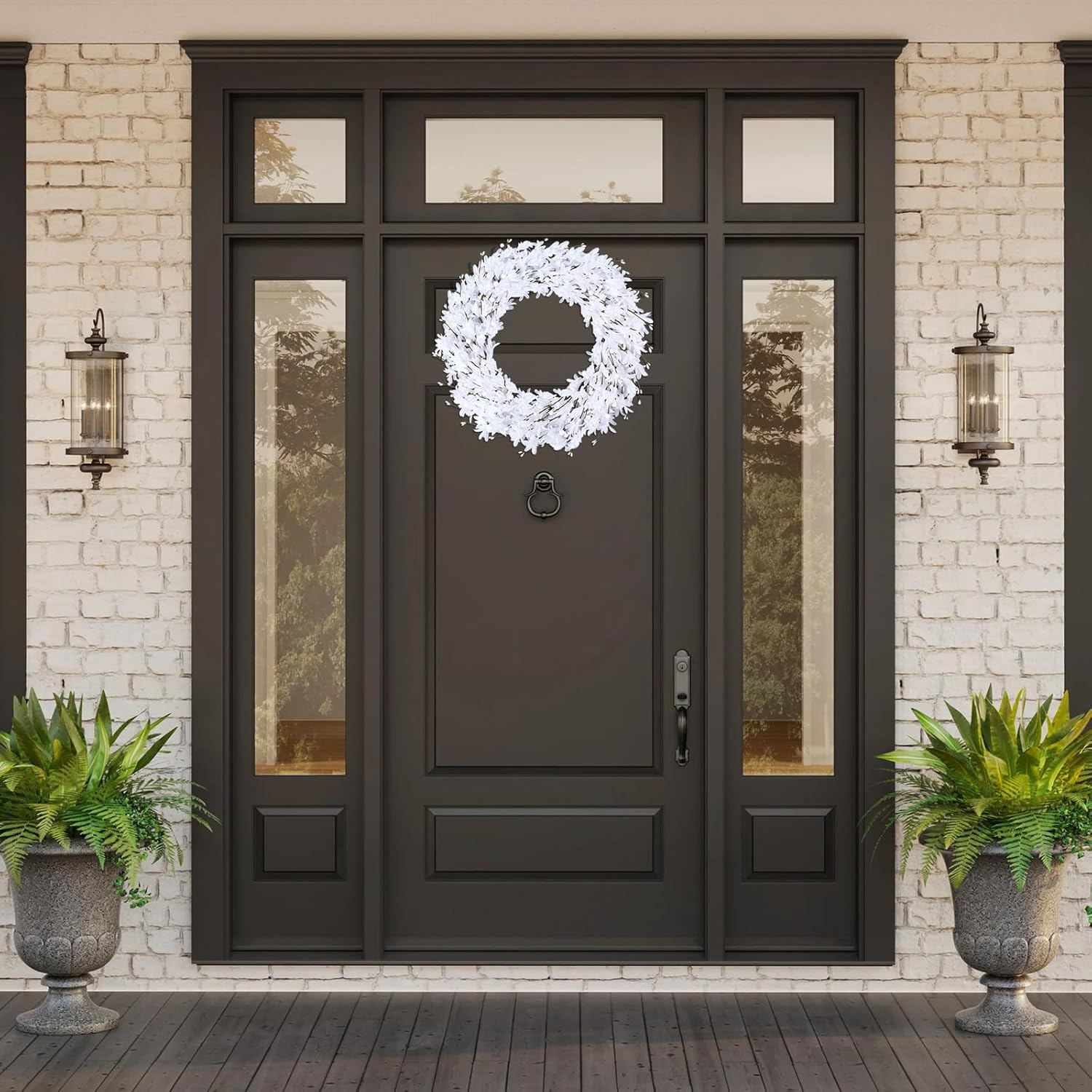 20 Artificial Forsythia Wreath White Decor