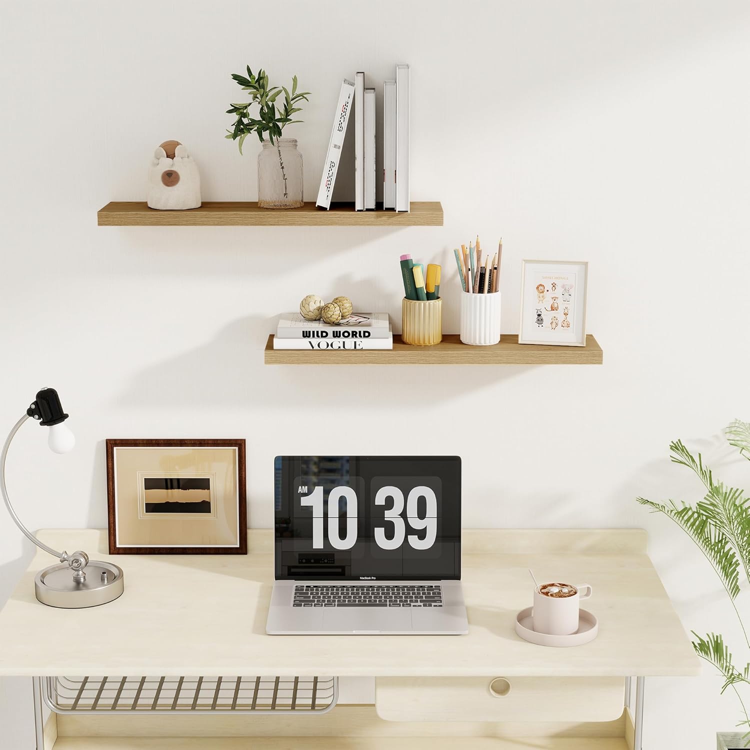 Fun Memories Set of 2 Rustic Floating Wall Shelves