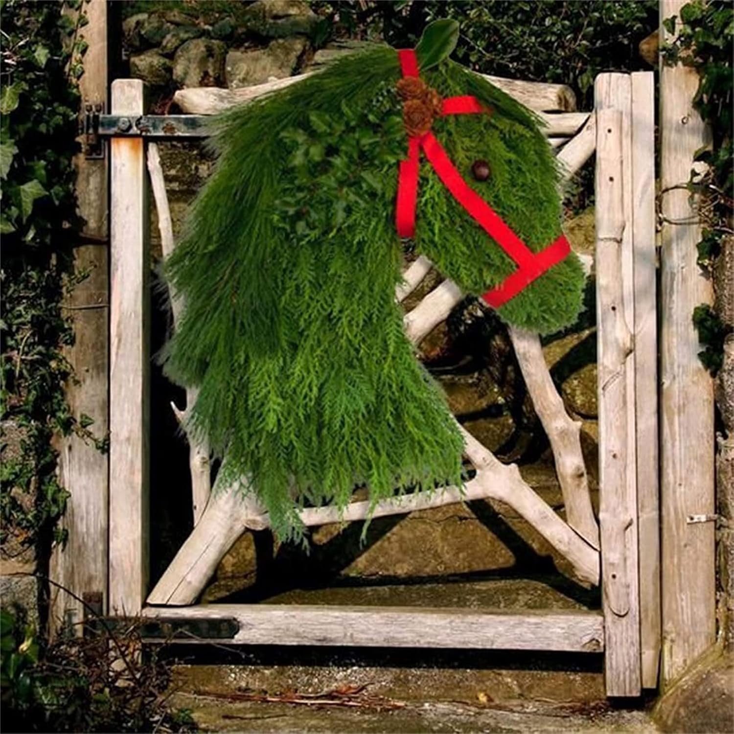 Christmas Wreath Horse Head Door Hanger