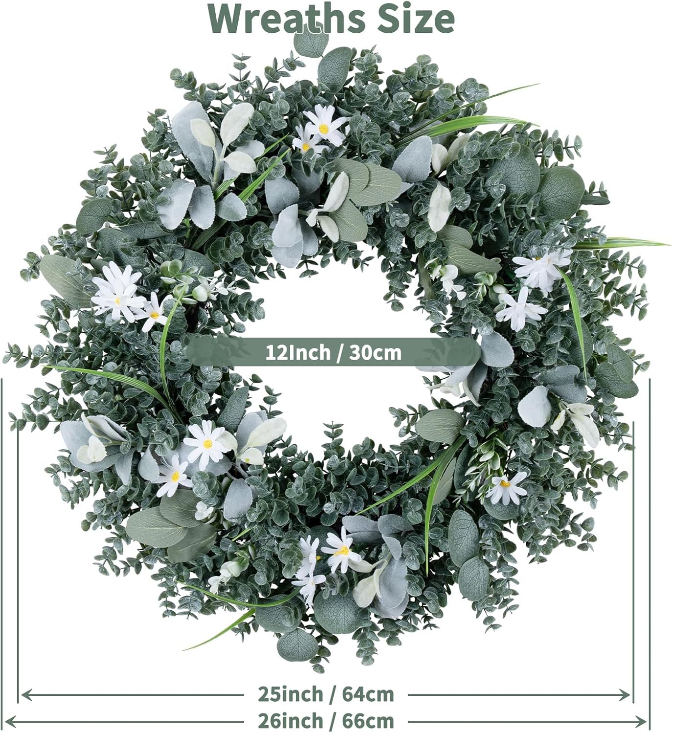 Gixie Home Door Wreath 26 Inch Artificial Eucalyptus Leaves Spring Summer Farmhouse Porch Wall Decor