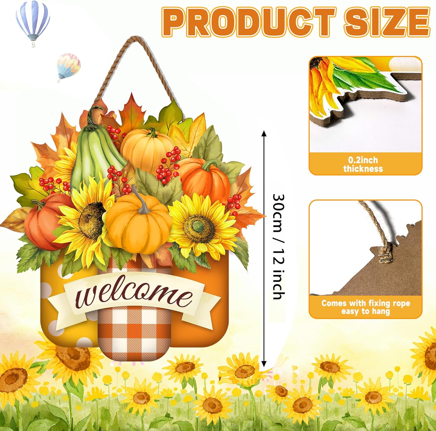 Welcome Fall Door Sign with Pumpkin Design