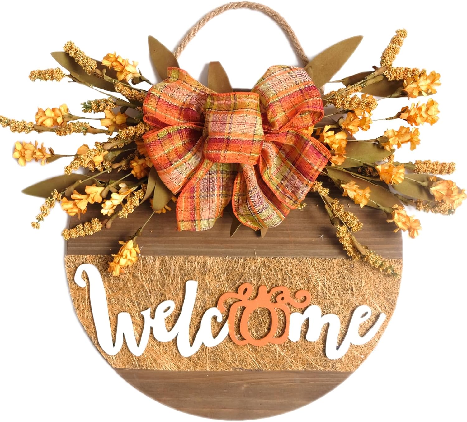 Fall Welcome Sign Decor Front Door Wreath