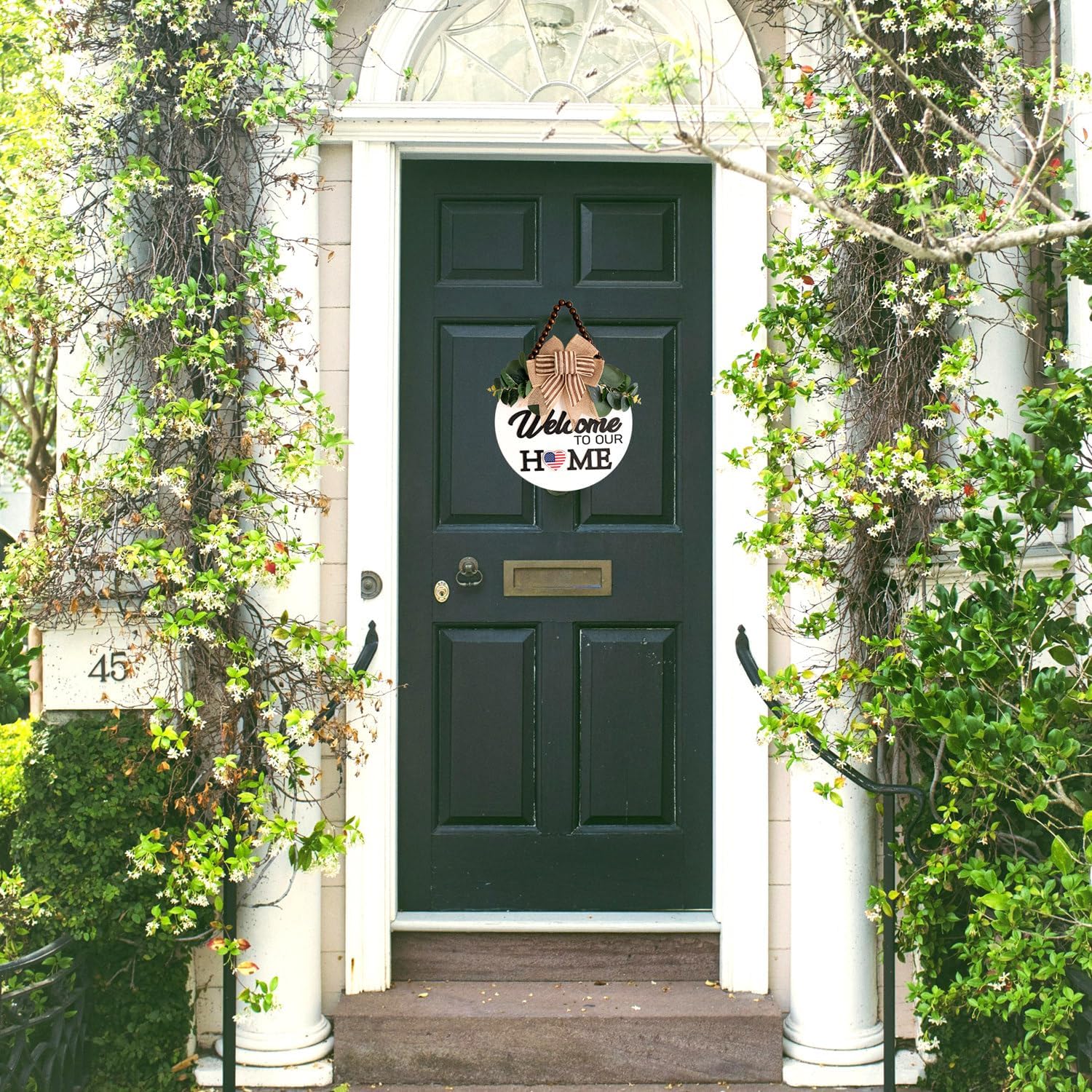 Welcome Sign for Front Door Wreath Decorations All Seasons