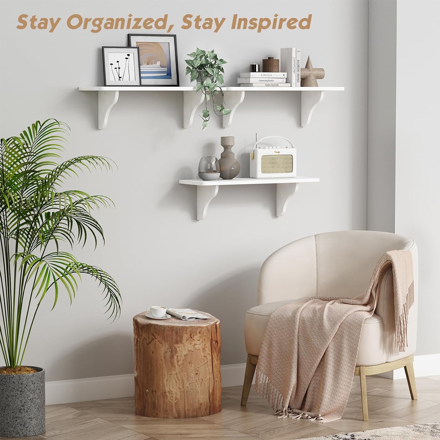 Forbena 24 Inch Wall Shelves Set of 3 White