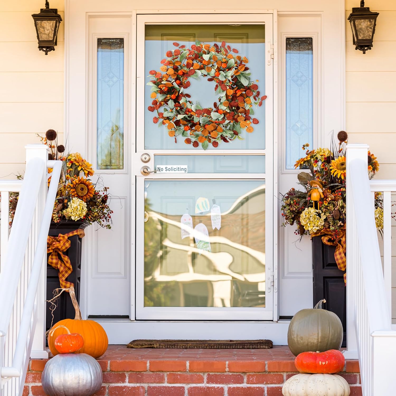 Sggvecsy 21 Inch Artificial Autumn Wreath