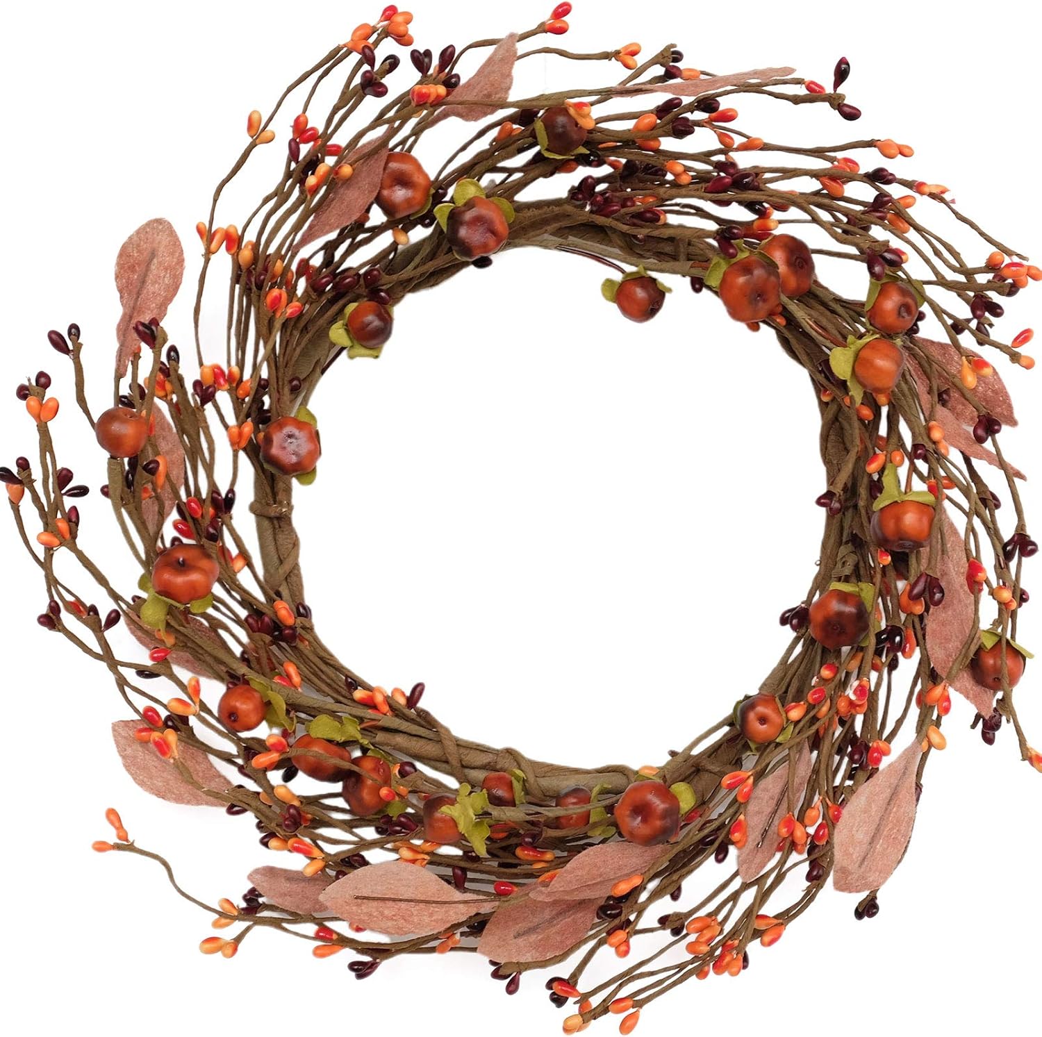 Idyllic Mini Pumpkin Pip Berry Wreath for Front Door