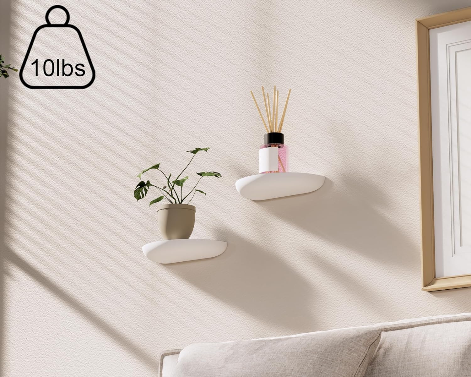 Solid Wood Half Round Floating Wall Shelves Elegant White Shelves for Home Decor