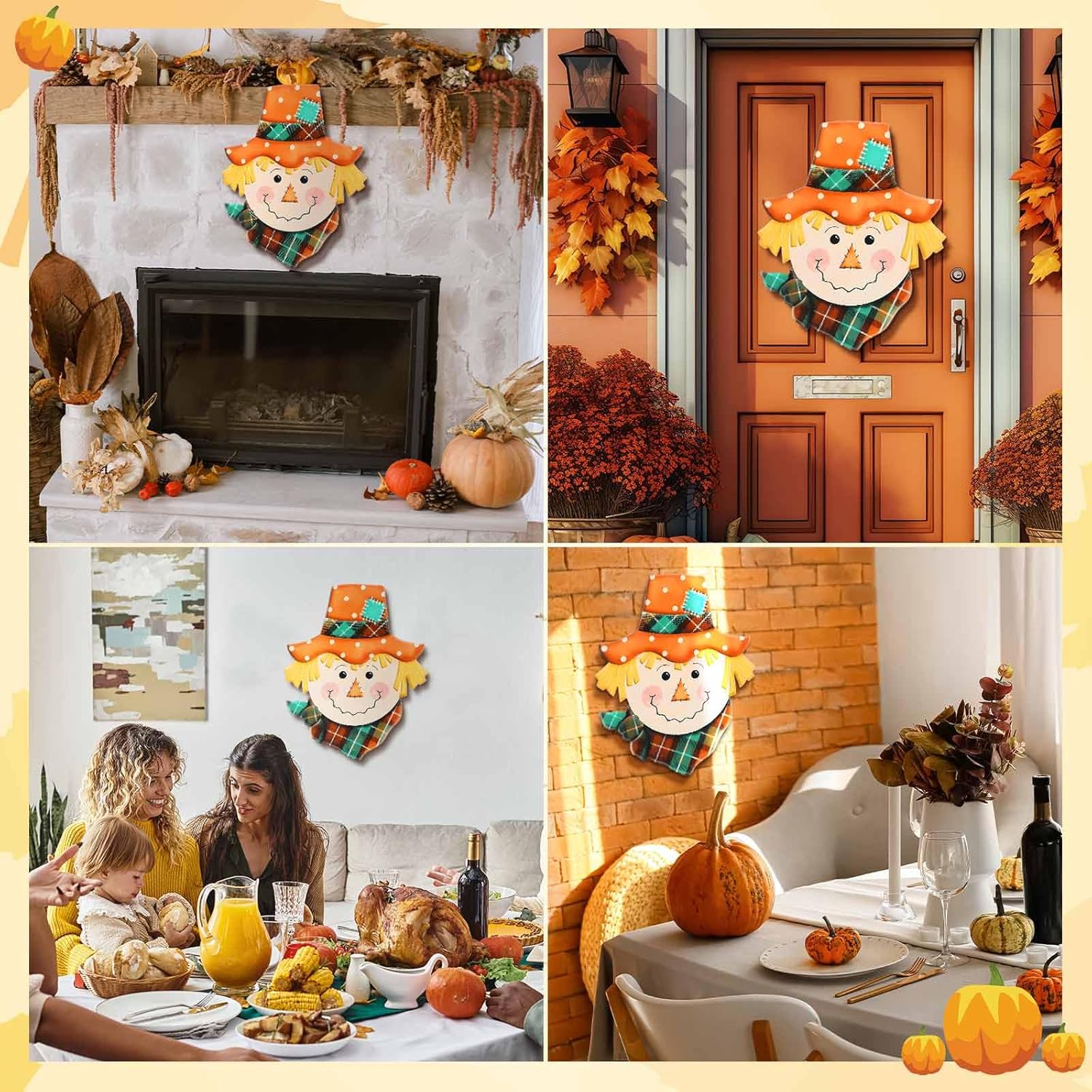 Metal Fall Door Scarecrow Head Welcome Sign