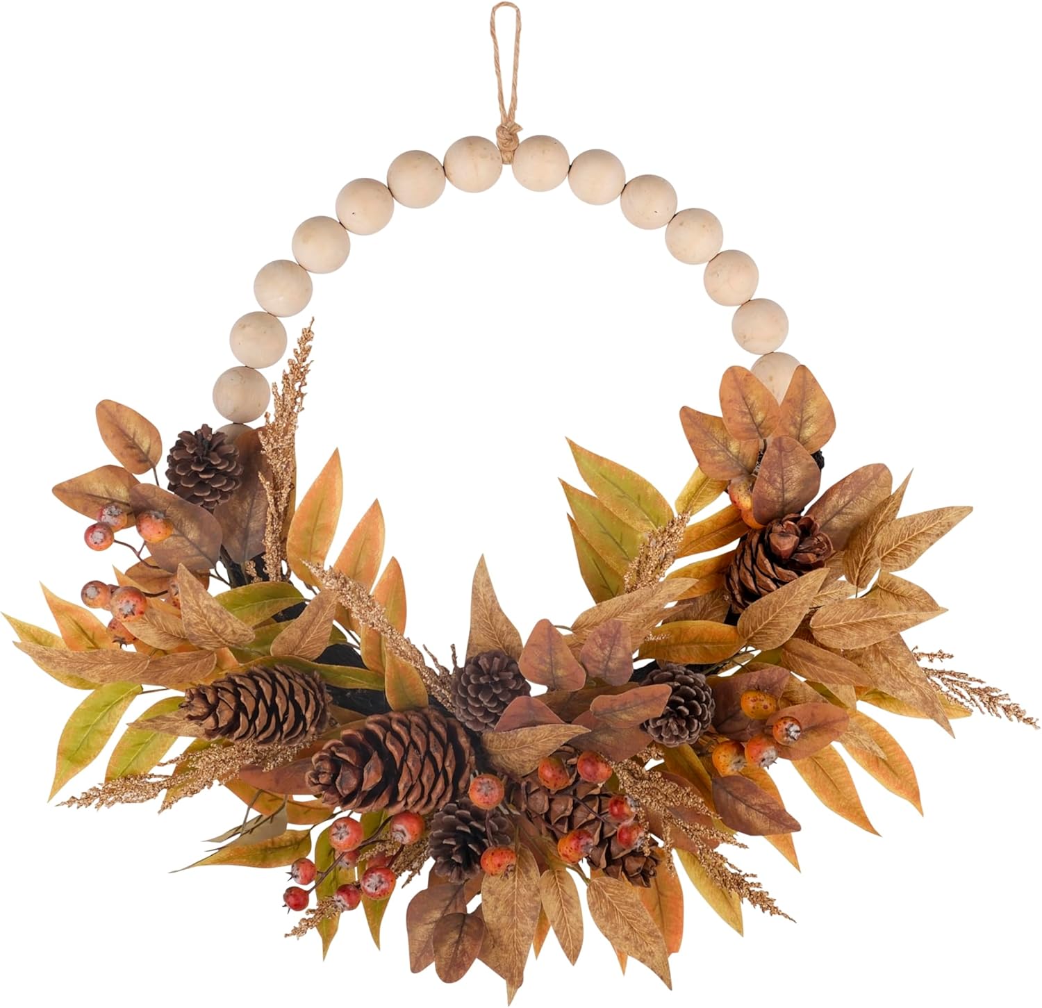 24 Inch Beaded Fall Wreath for Front Door