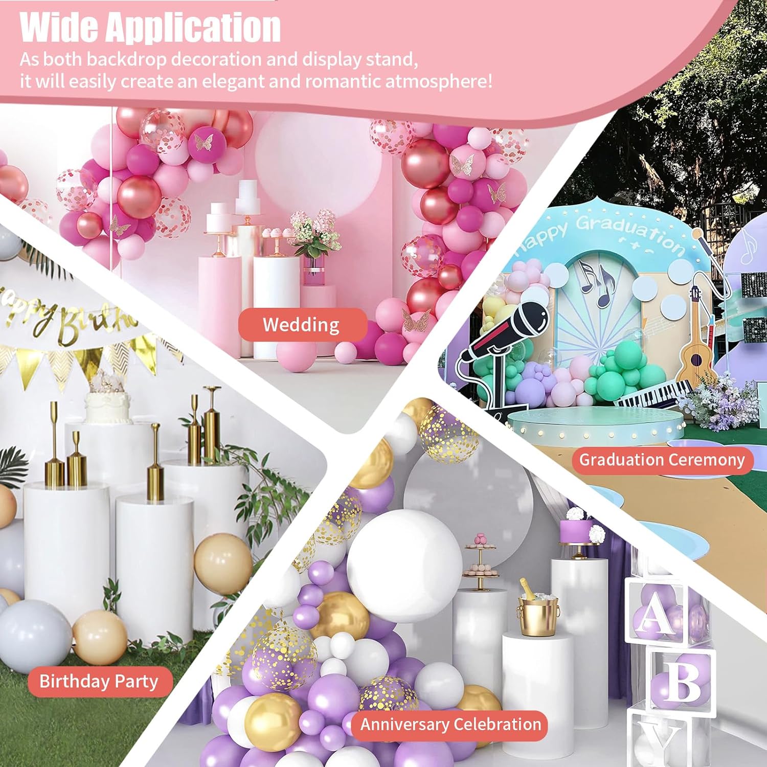3 Pcs Round Cylinder Pedestal Stands for Party Decoration