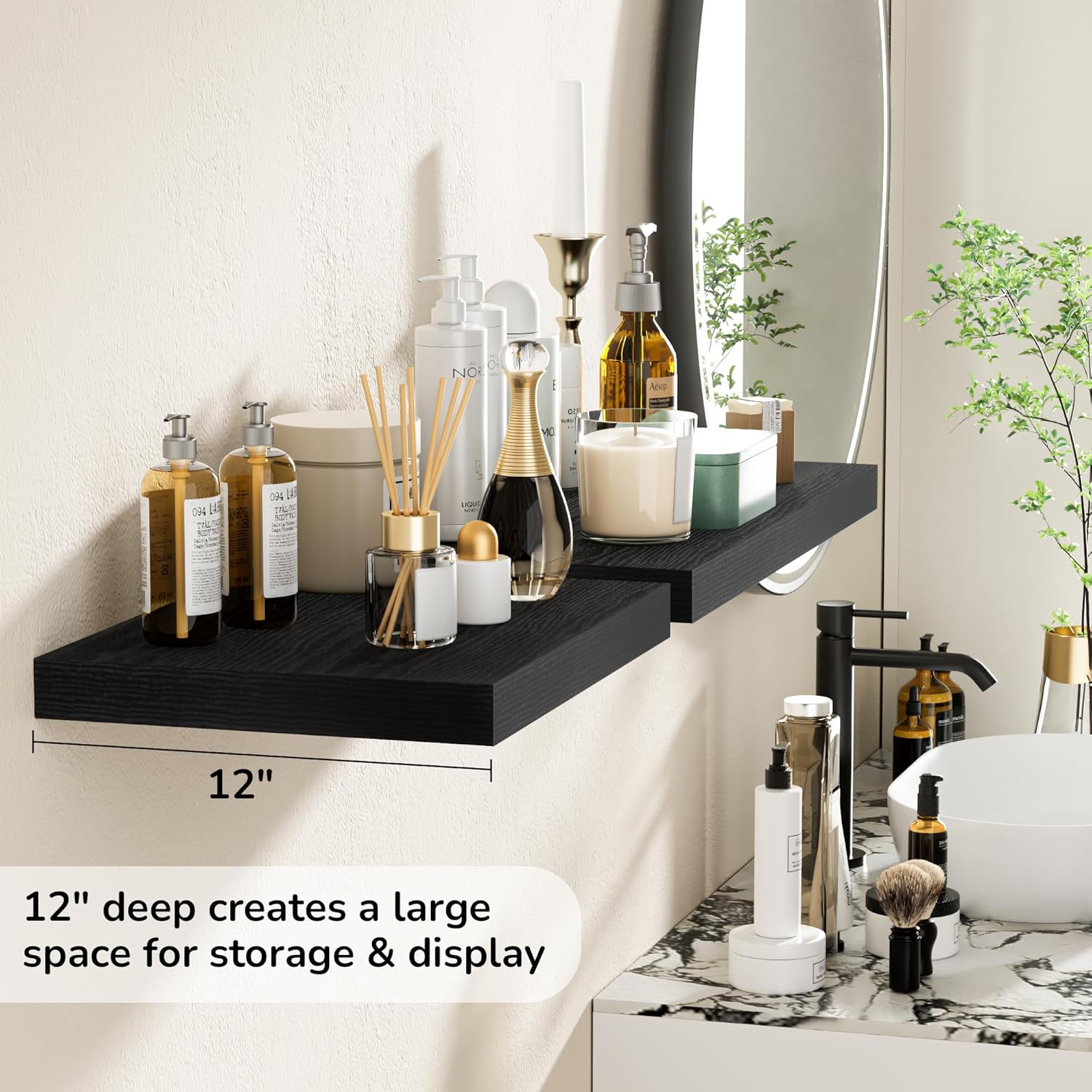 Fun Memories Floating Shelves 2 Pack 16x12x15 Rustic Black