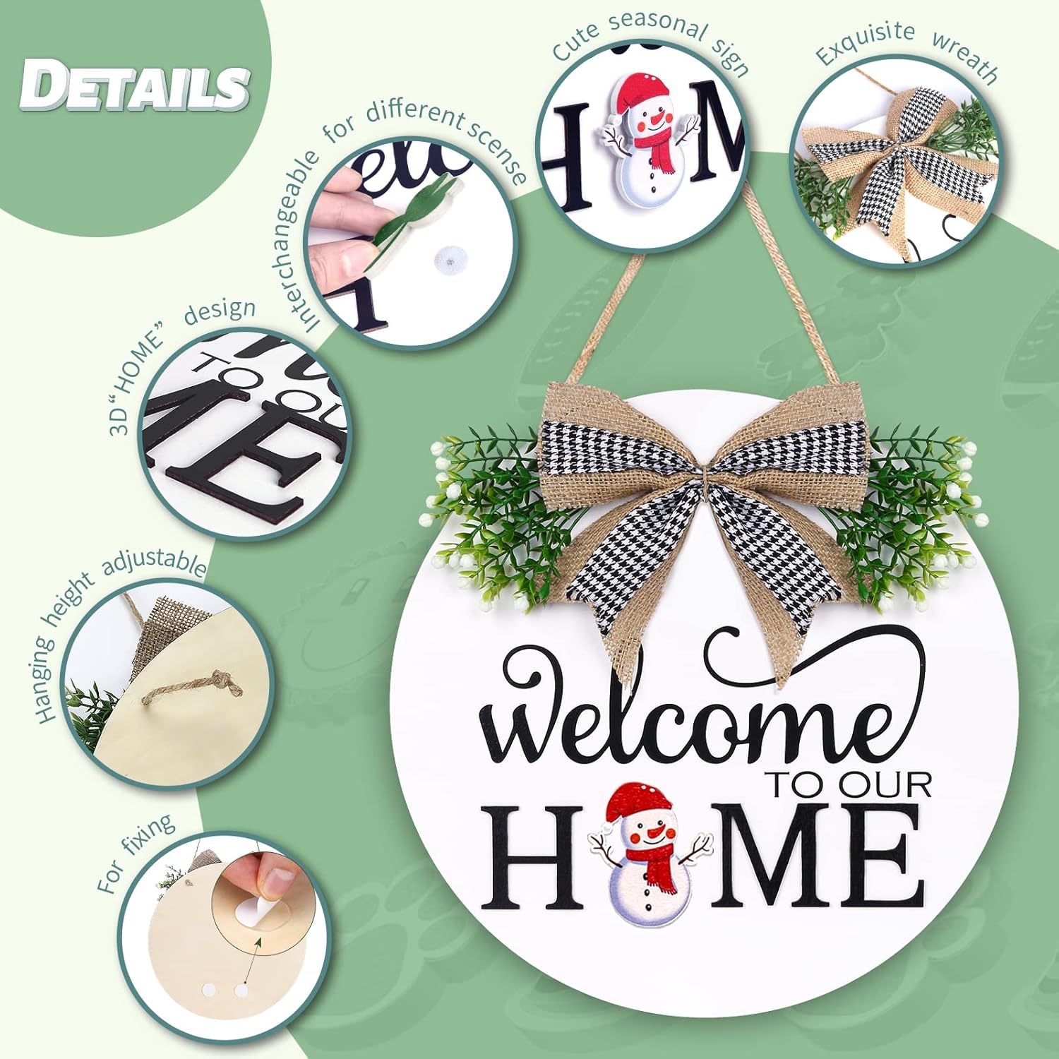 Interchangeable Seasonal Welcome Wreath for Front Door
