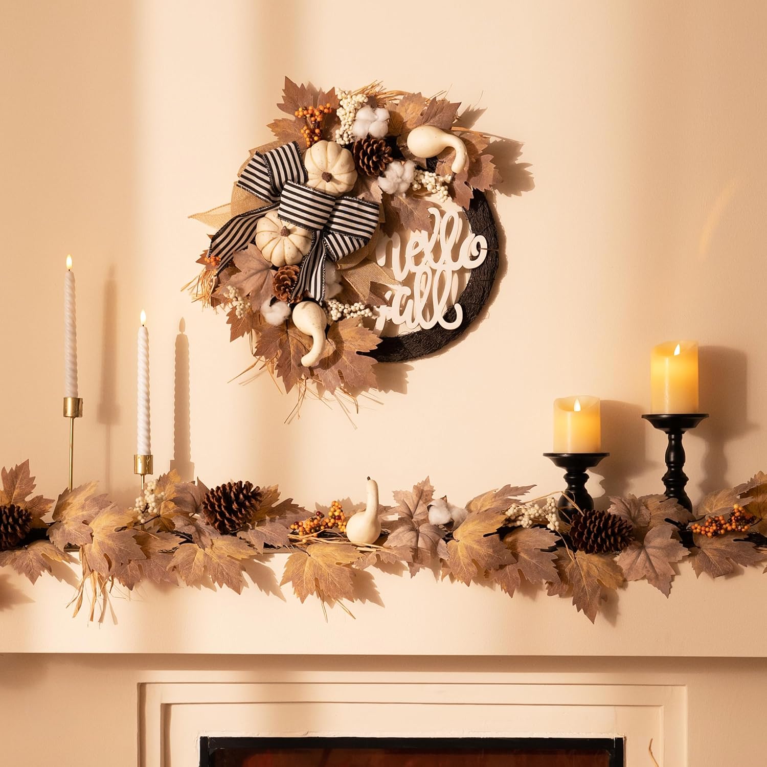 Valery Madelyn 22 Collapsible Fall Wreath with Lights