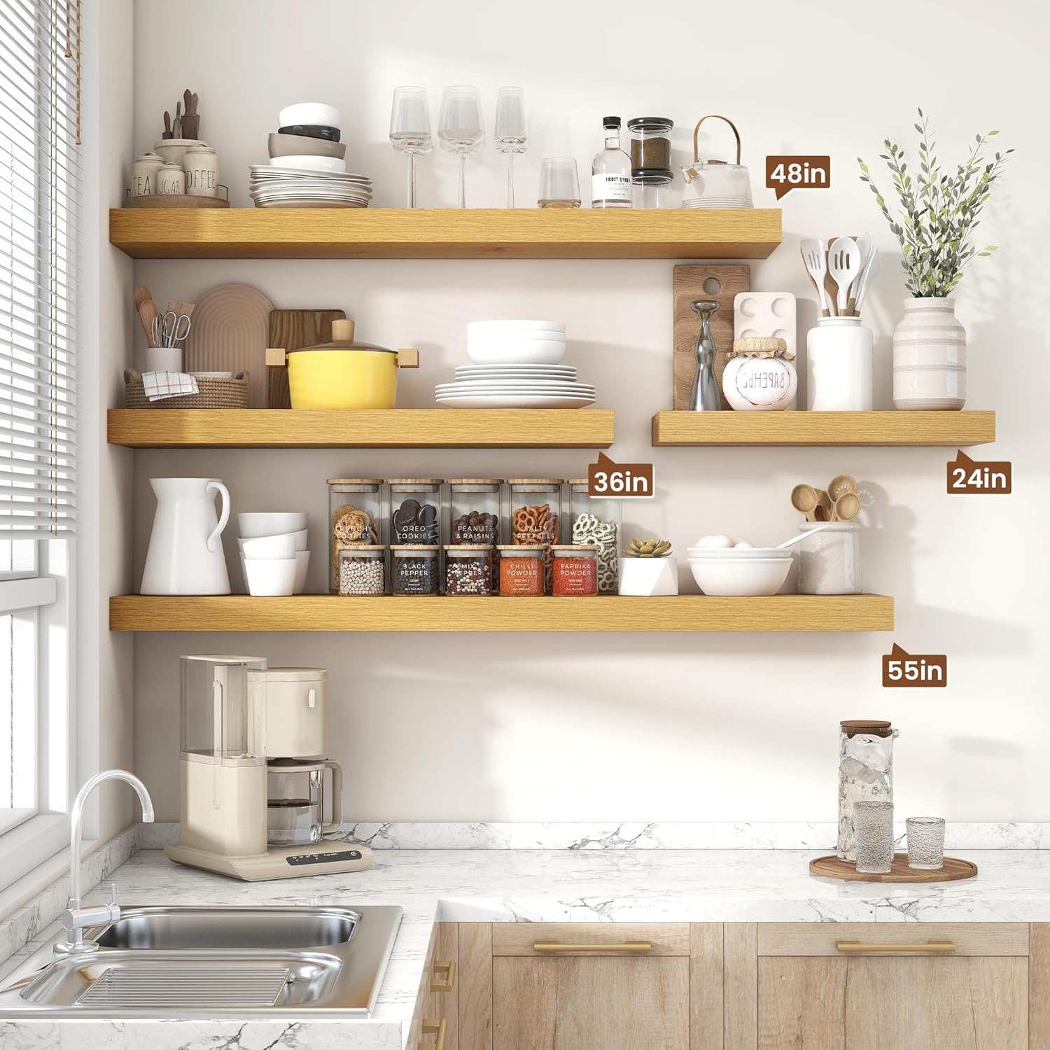 16 Inch Floating Shelves for Wall Oak