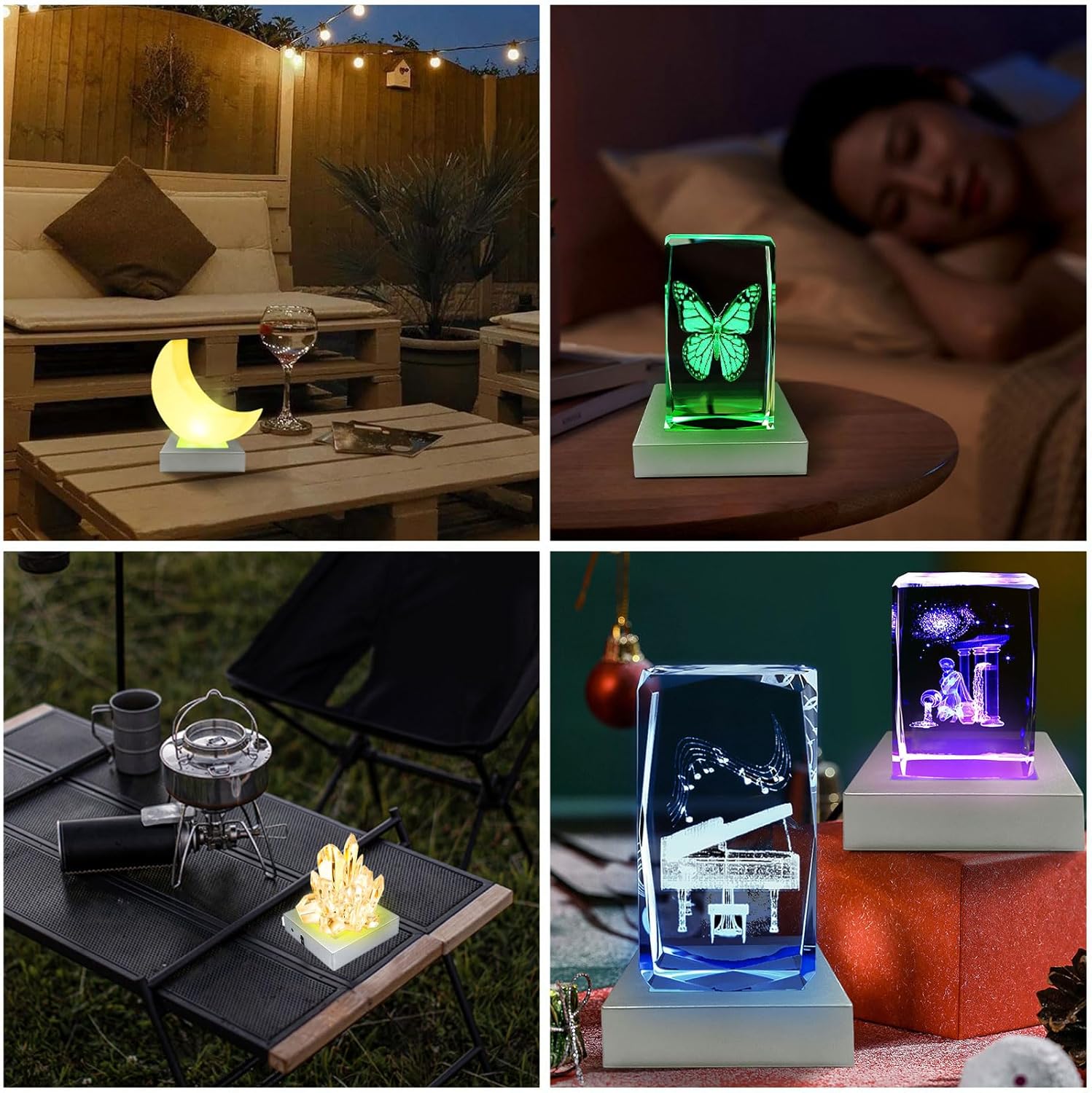 LED Light Base for Crystal 3D Glass Art Multicolor Display Stand Pedestal