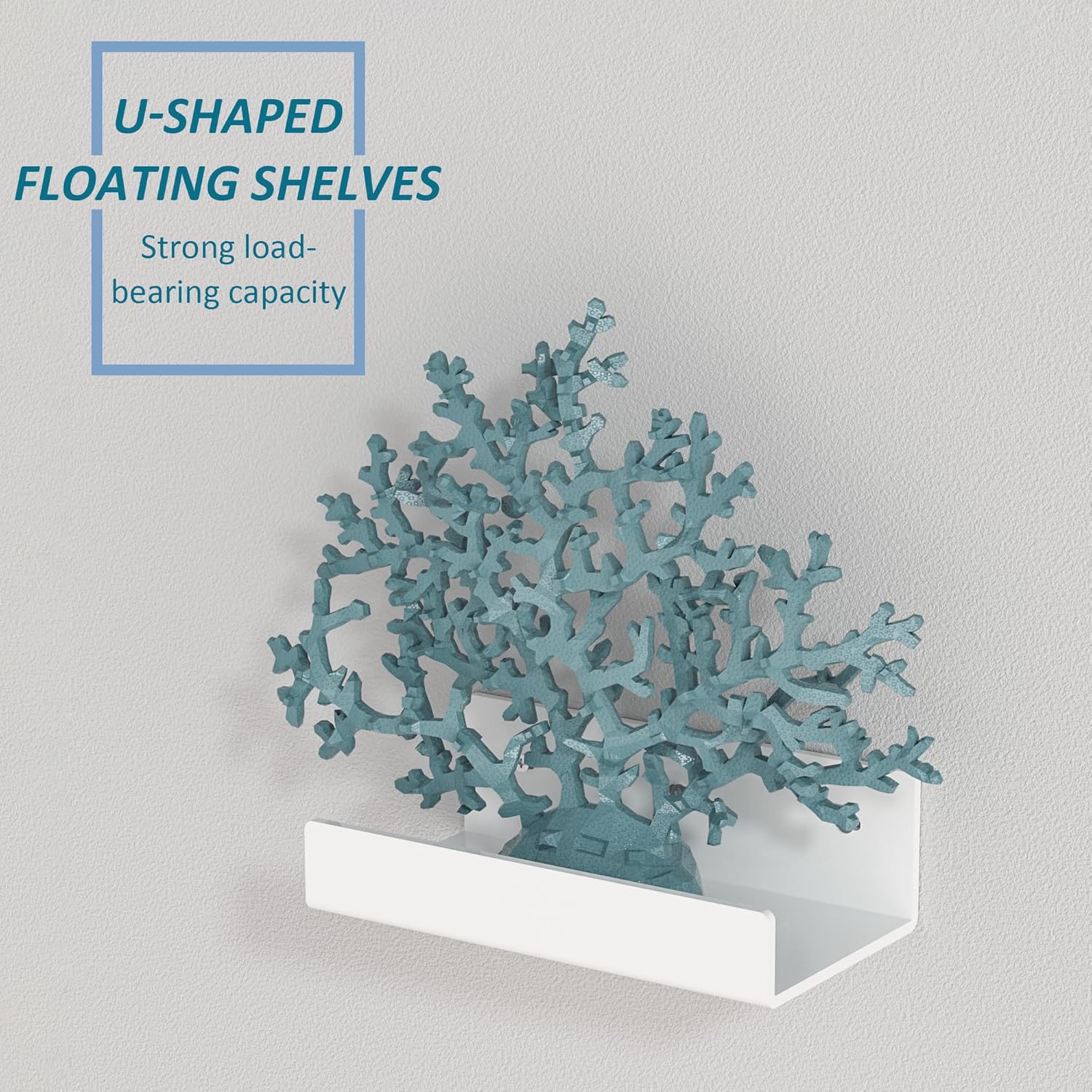 7 Inches White Acrylic Wall Display Shelves 2 Pack U Shape