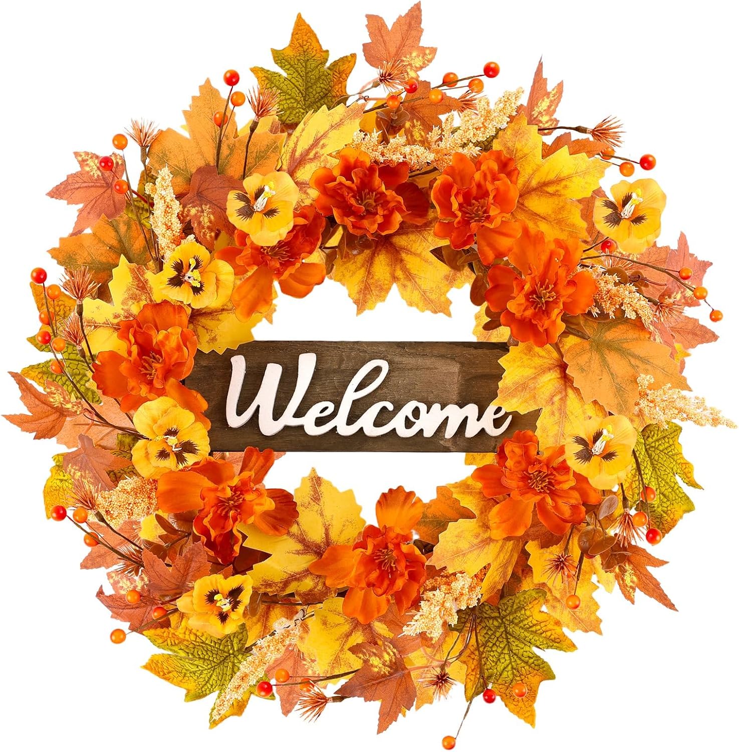 24 Inch Fall Wreath Front Door Decor