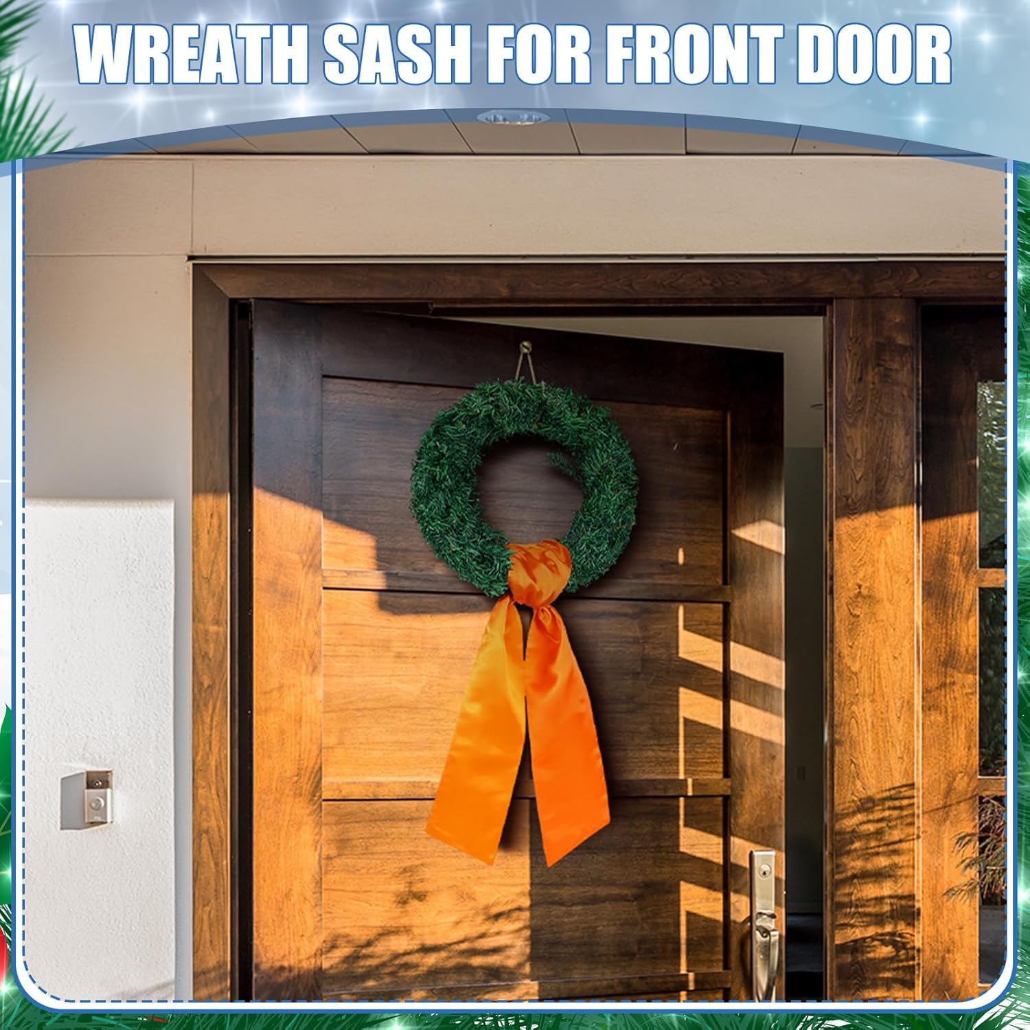 Orange Wreath Sash for Front Door Holiday Decor