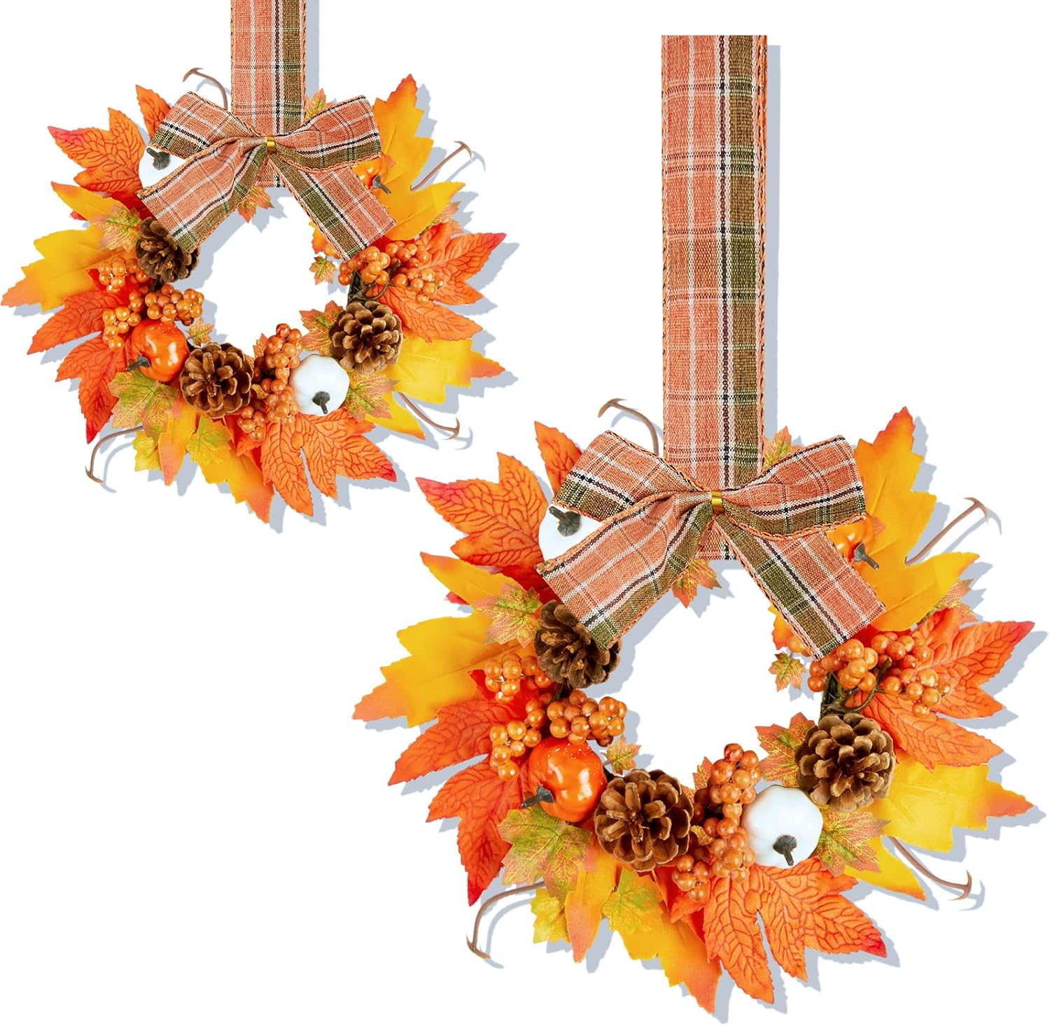 Small Fall Wreath - 2PCS 9 Inch Mini Thanksgiving Decor