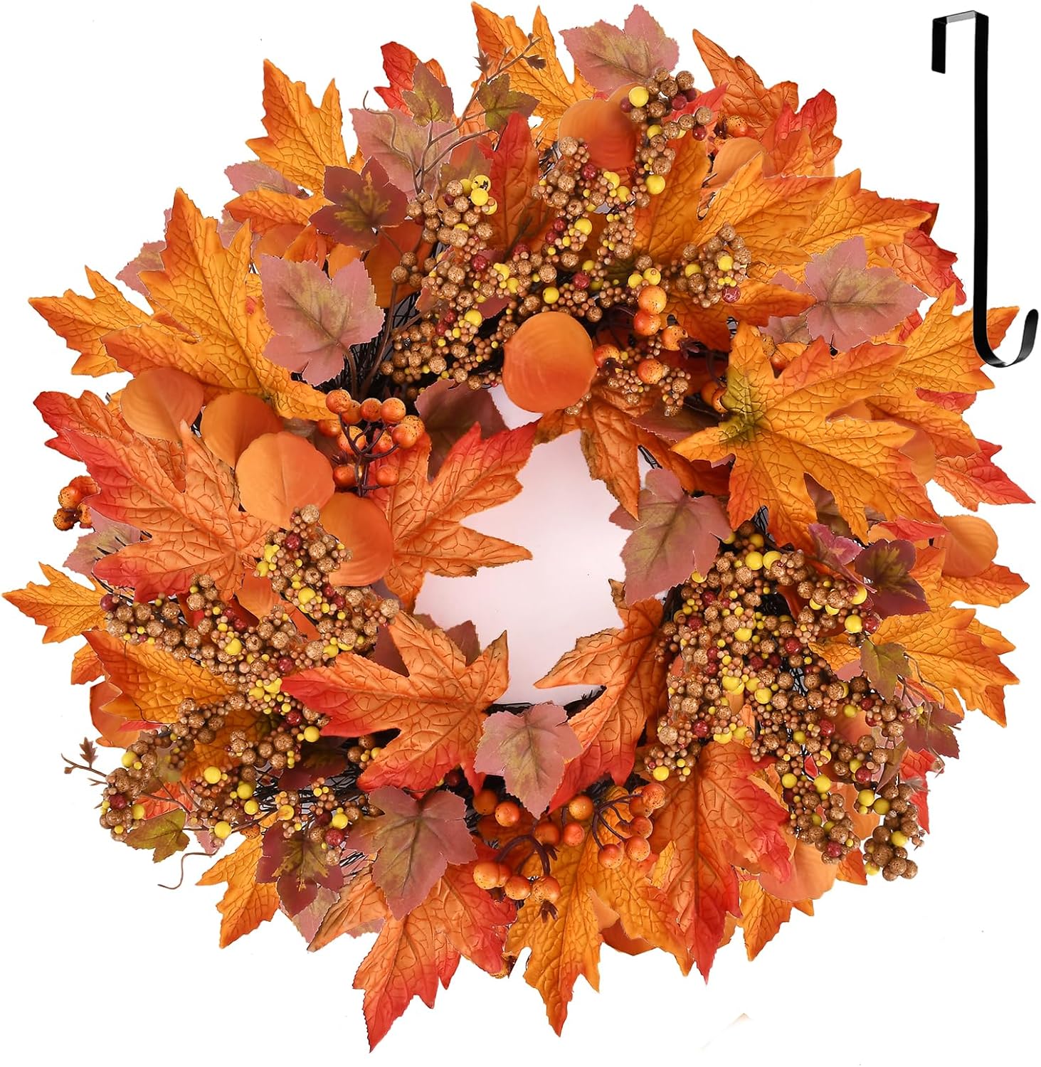 Artificial Fall Wreath for Front Door 19 Inch