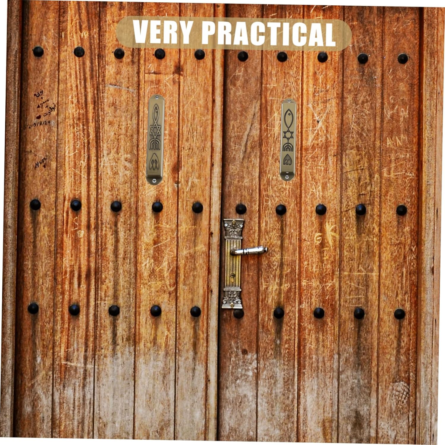 2pcs Retro Metal Mezuzah Decor Door Plaque