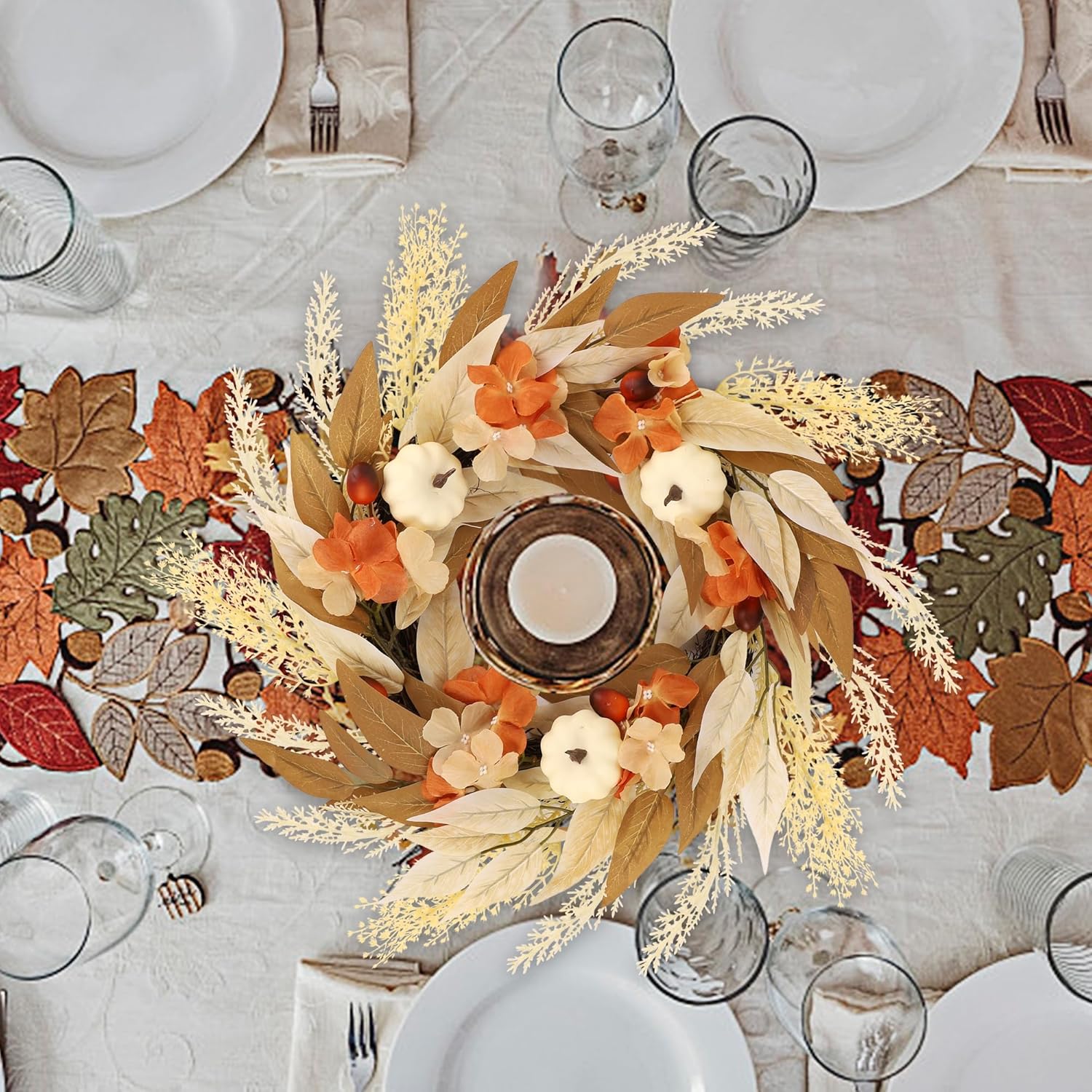 Winemana Fall Wreath for Front Door Thanksgiving Decor