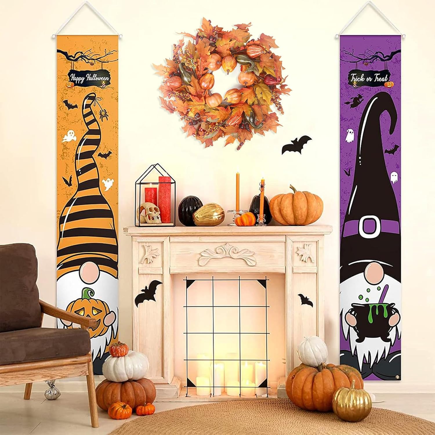 24 Inch Artificial Fall Wreath for Front Door Decor