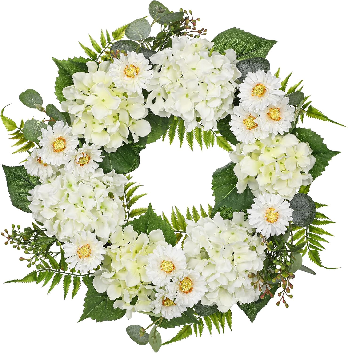Briful 20 Inch Spring Wreath Realistic Floral Decor