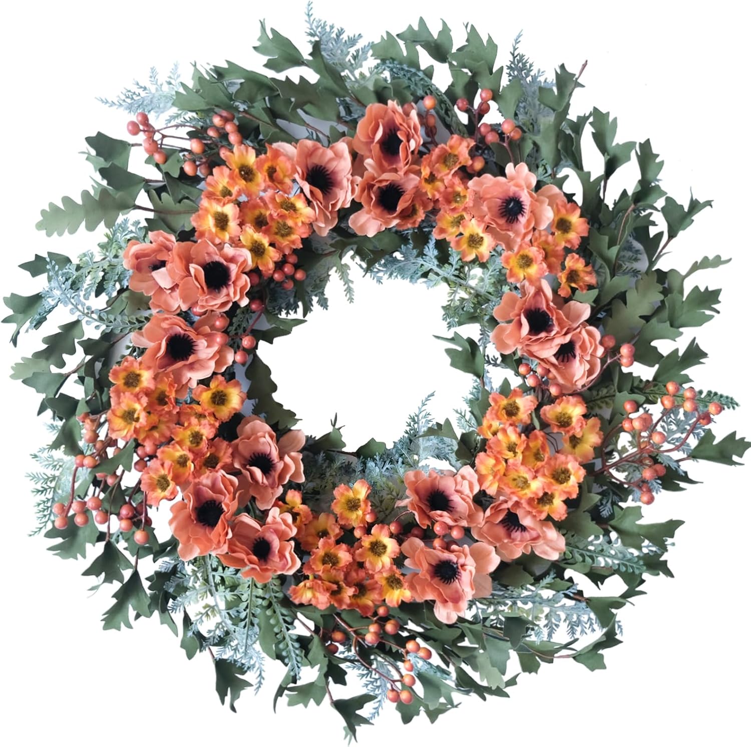 20 Inch Artificial Autumn Wreath for Front Door Fall Decor