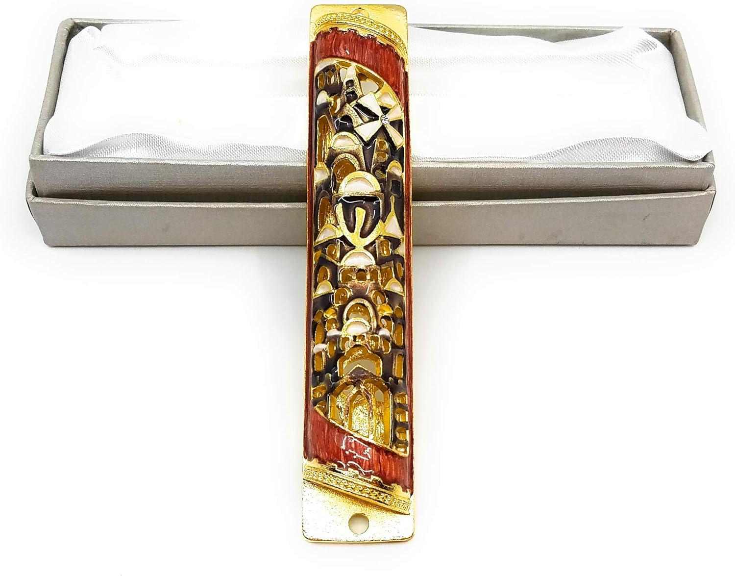 Ayuni Gifts of the World 5 Inch Enamel Painted Mezuzah Case with Crystals