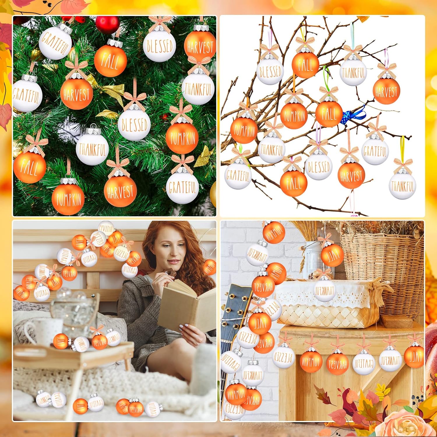 Vinsot 12 Pcs Fall Ball Ornaments for Tree