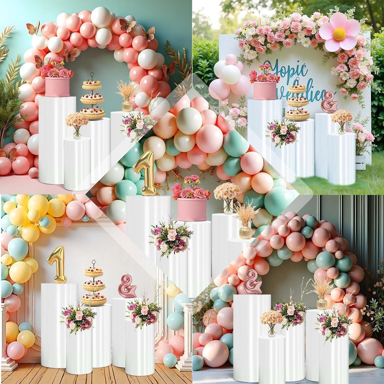 White Cylinder Display Stand - 5PCS for Parties and Events
