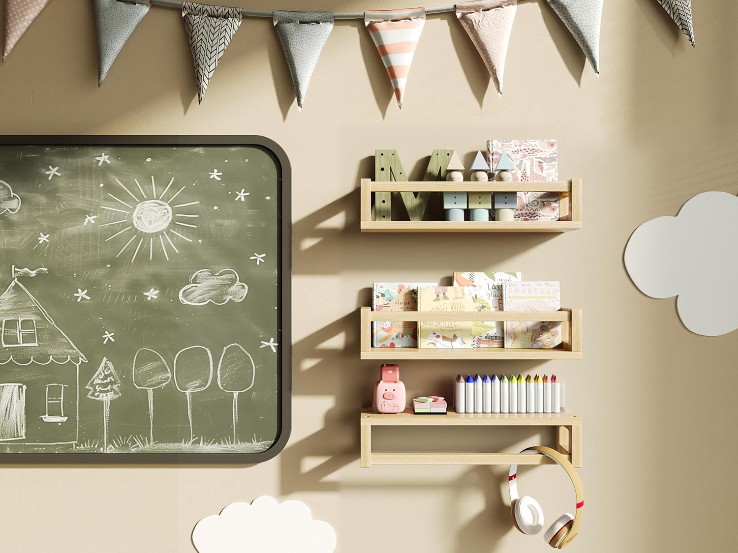 TidyCorner Thick Floating Shelves for Kids and Nursery