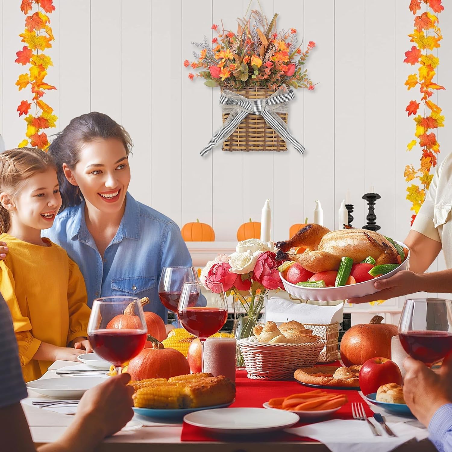 Fall Door Hanger Basket Wreath 15 Inch Decor