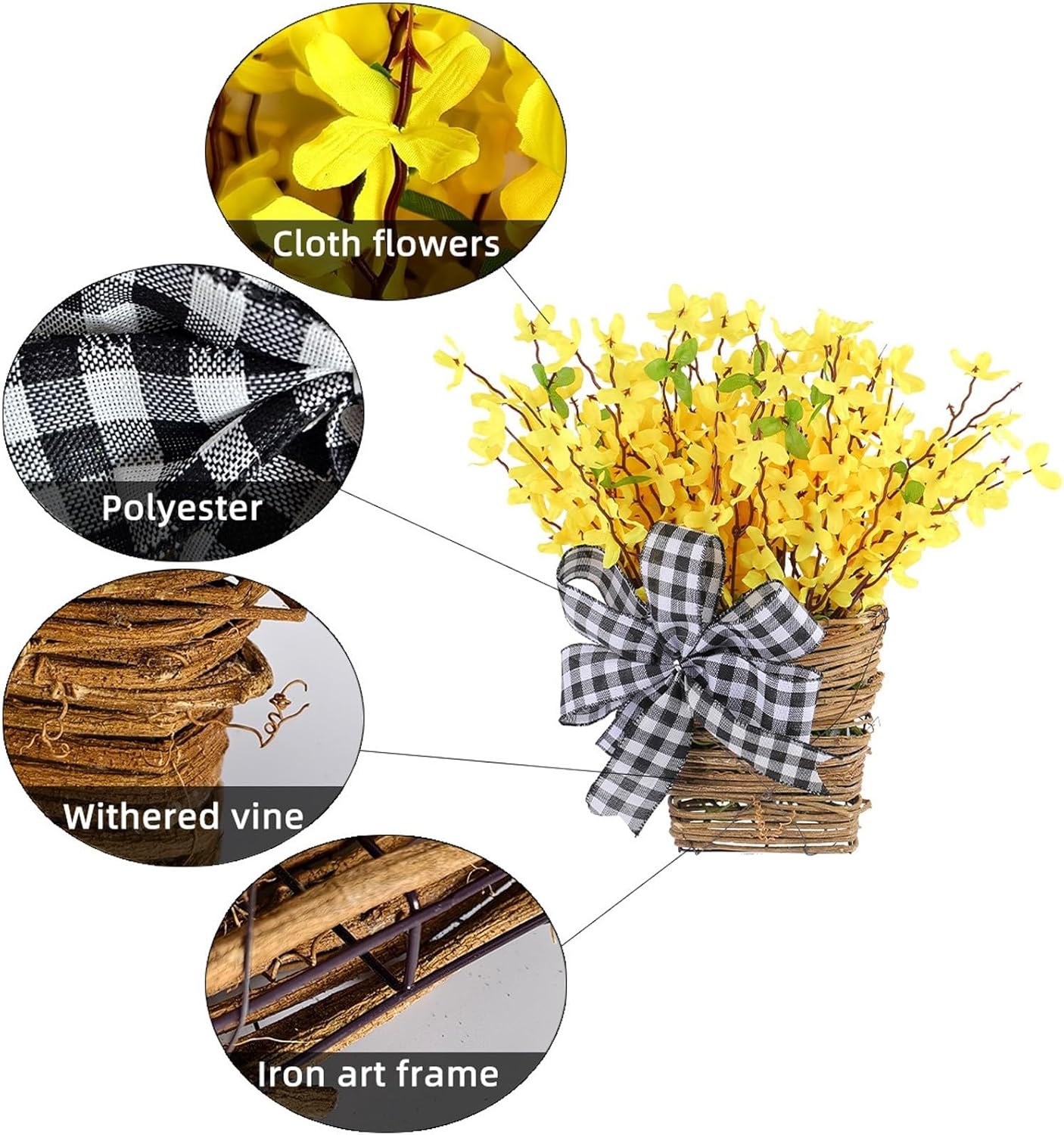 Spring Flower Wreath Basket - Artificial Hydrangea Door Decor