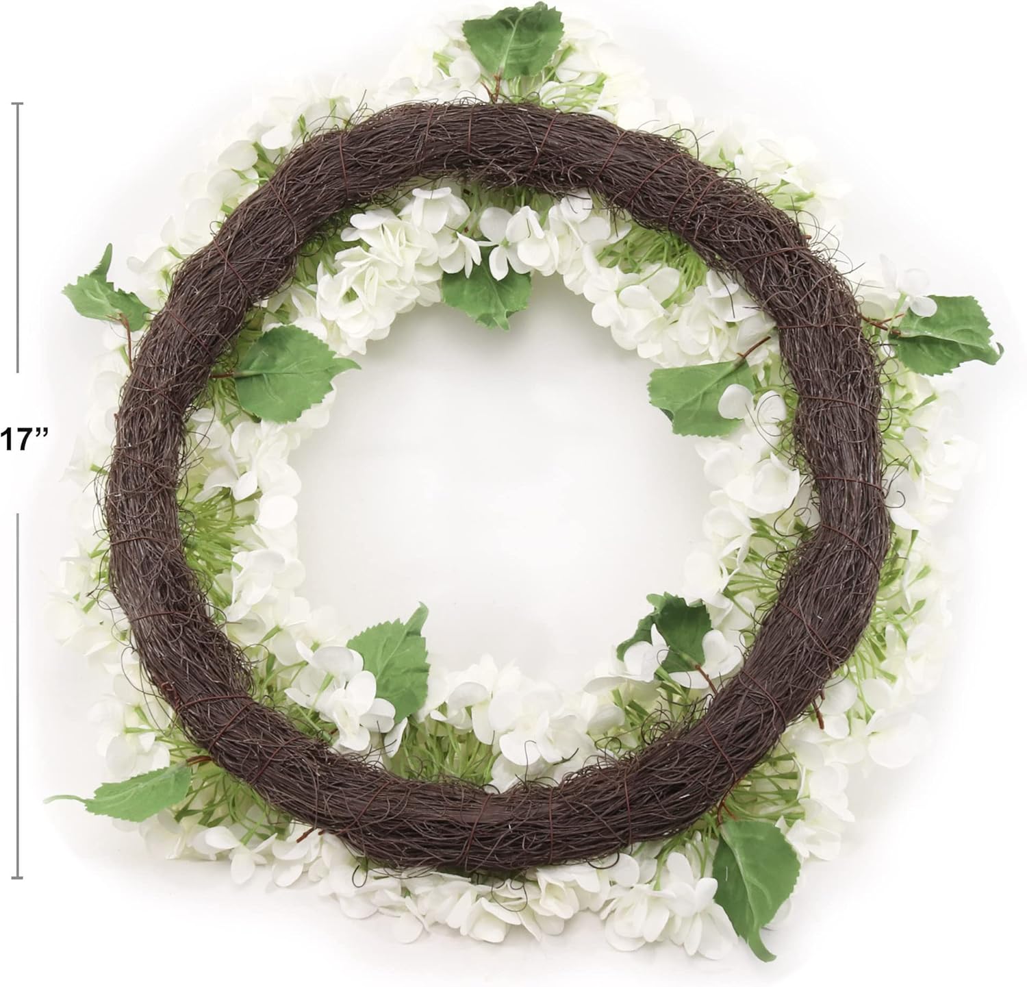 24-Inch White Hydrangea Wreath - Real Touch Artificial Flowers for Front Door Wall or Mantel