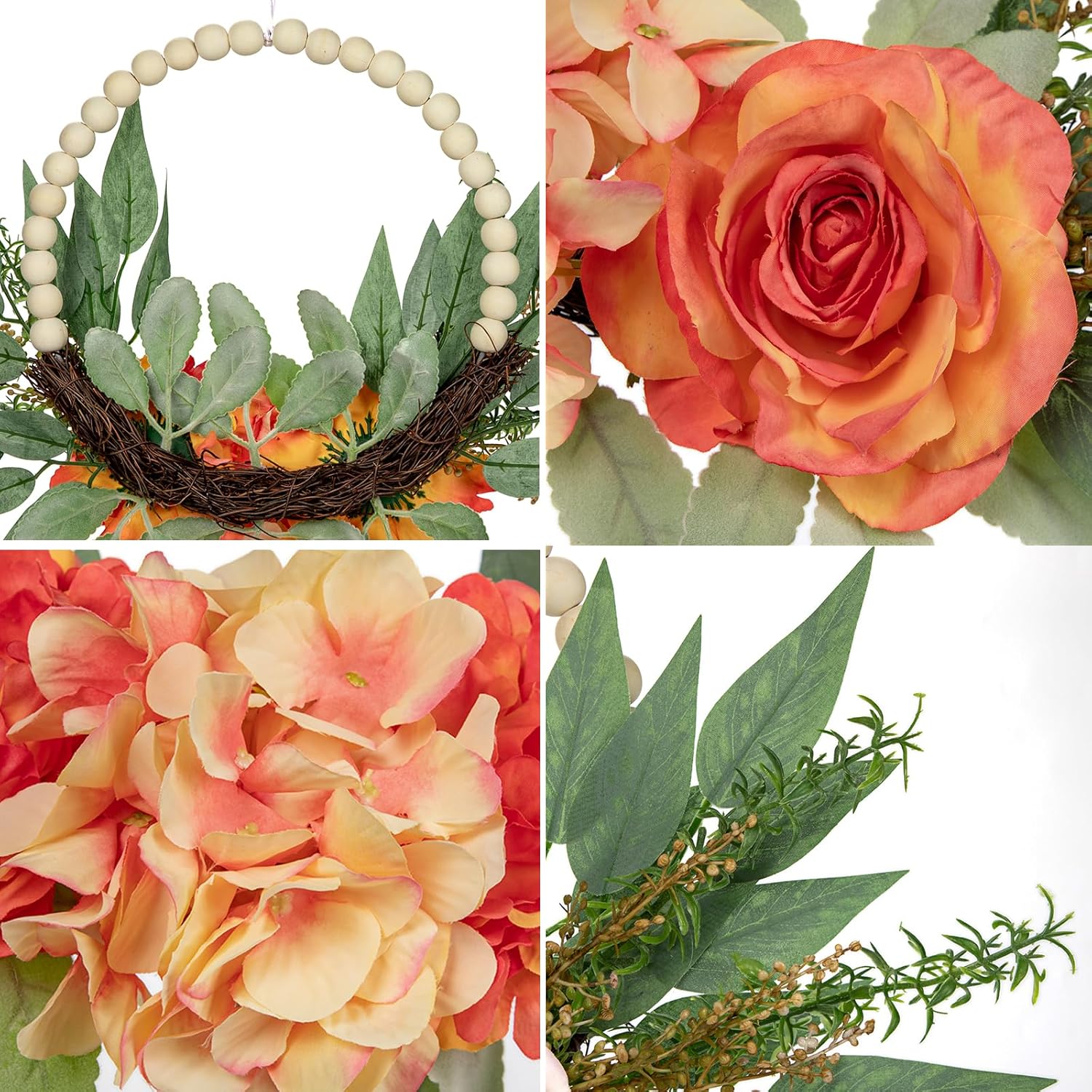 DILATATA Spring Wreaths Front Door Decor 2 Pack Orange