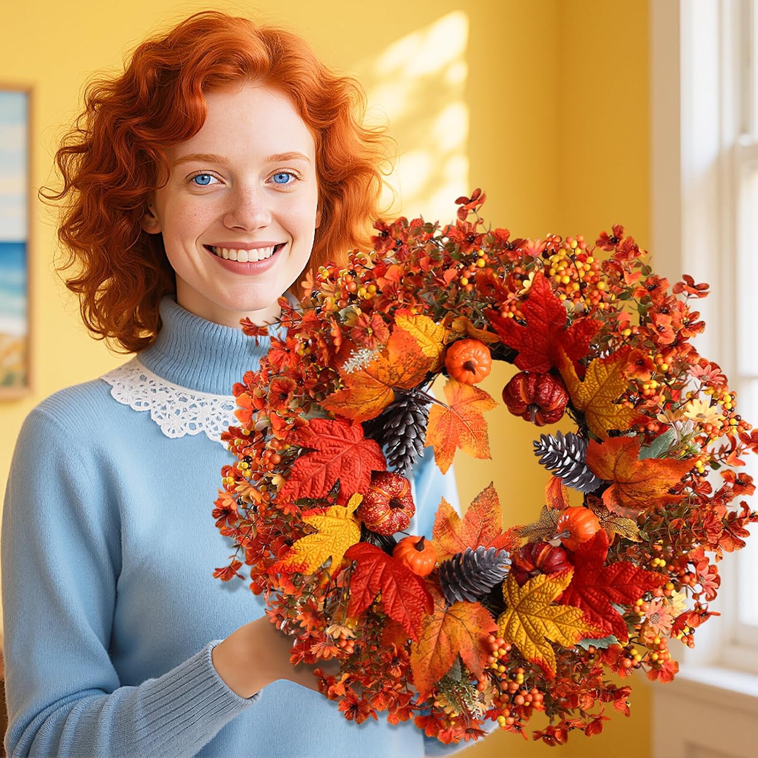 22 Inch Fall Wreath for Front Door