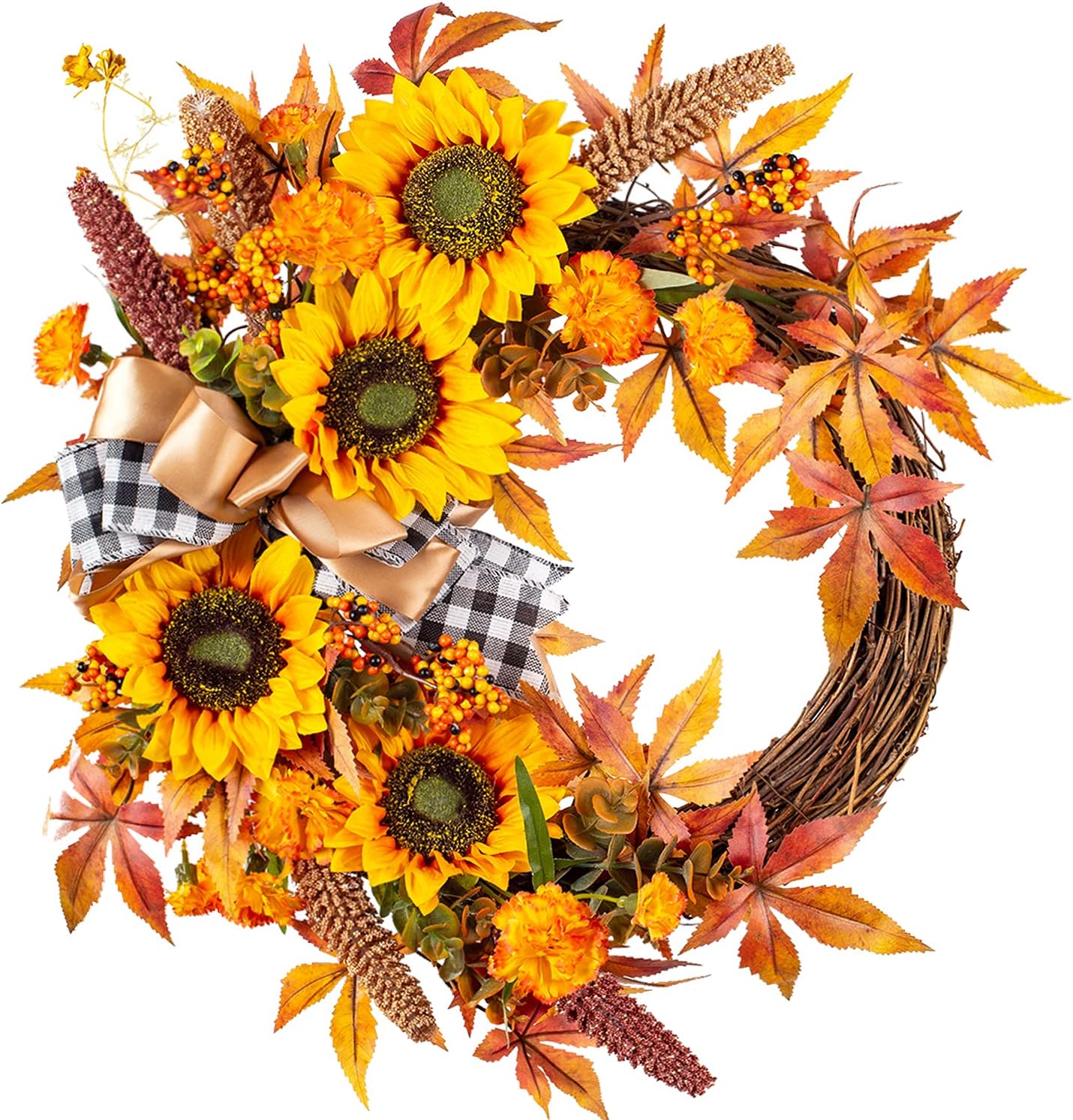 WANNA-CUL 16 Inch Fall Wreath Decor for Front Door