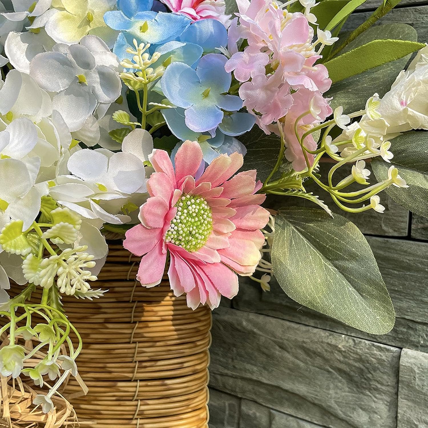 Misppro Door Wreath Artificial Flowers Decor