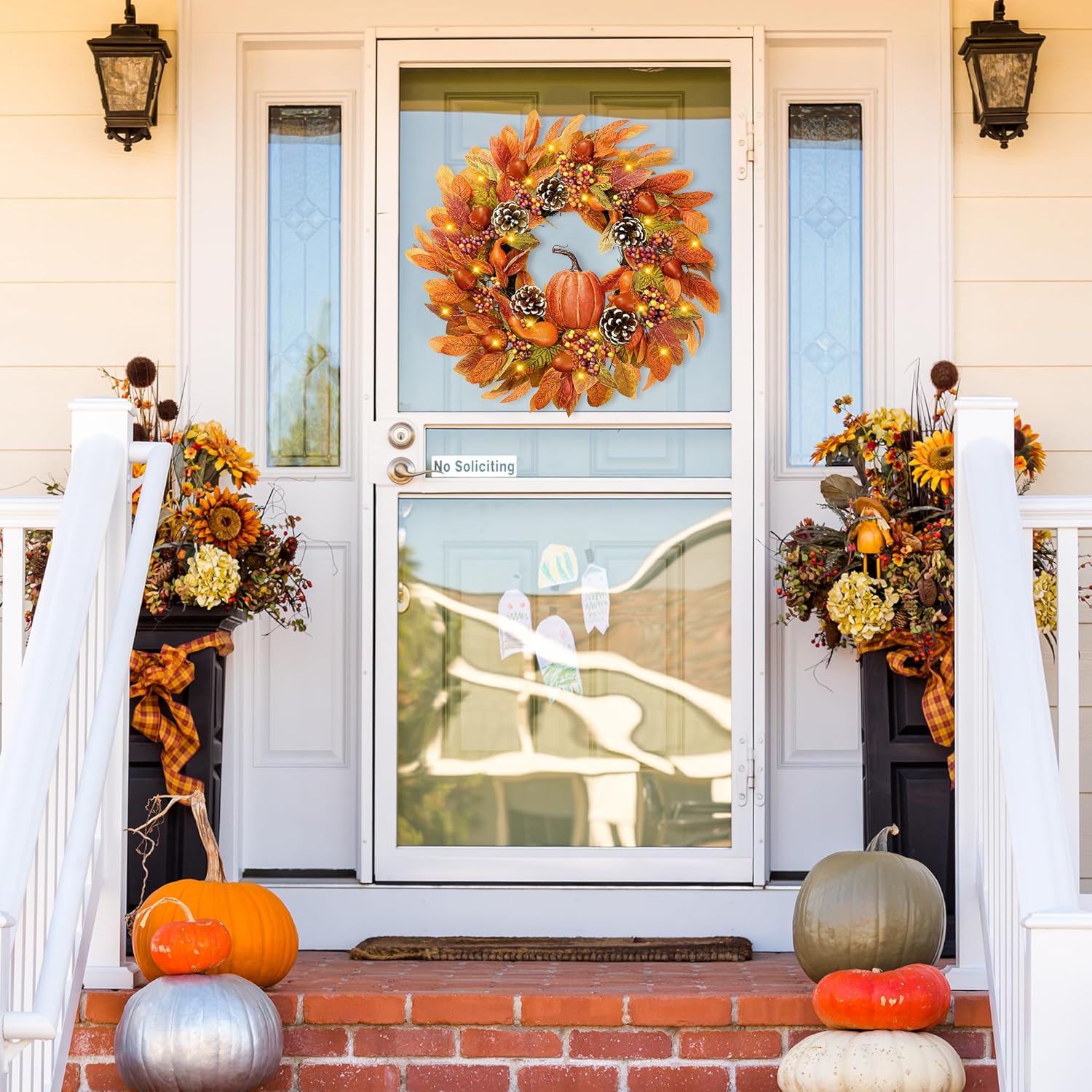Sggvecsy 22 Inch Fall Wreath for Front Door and Wall Decor