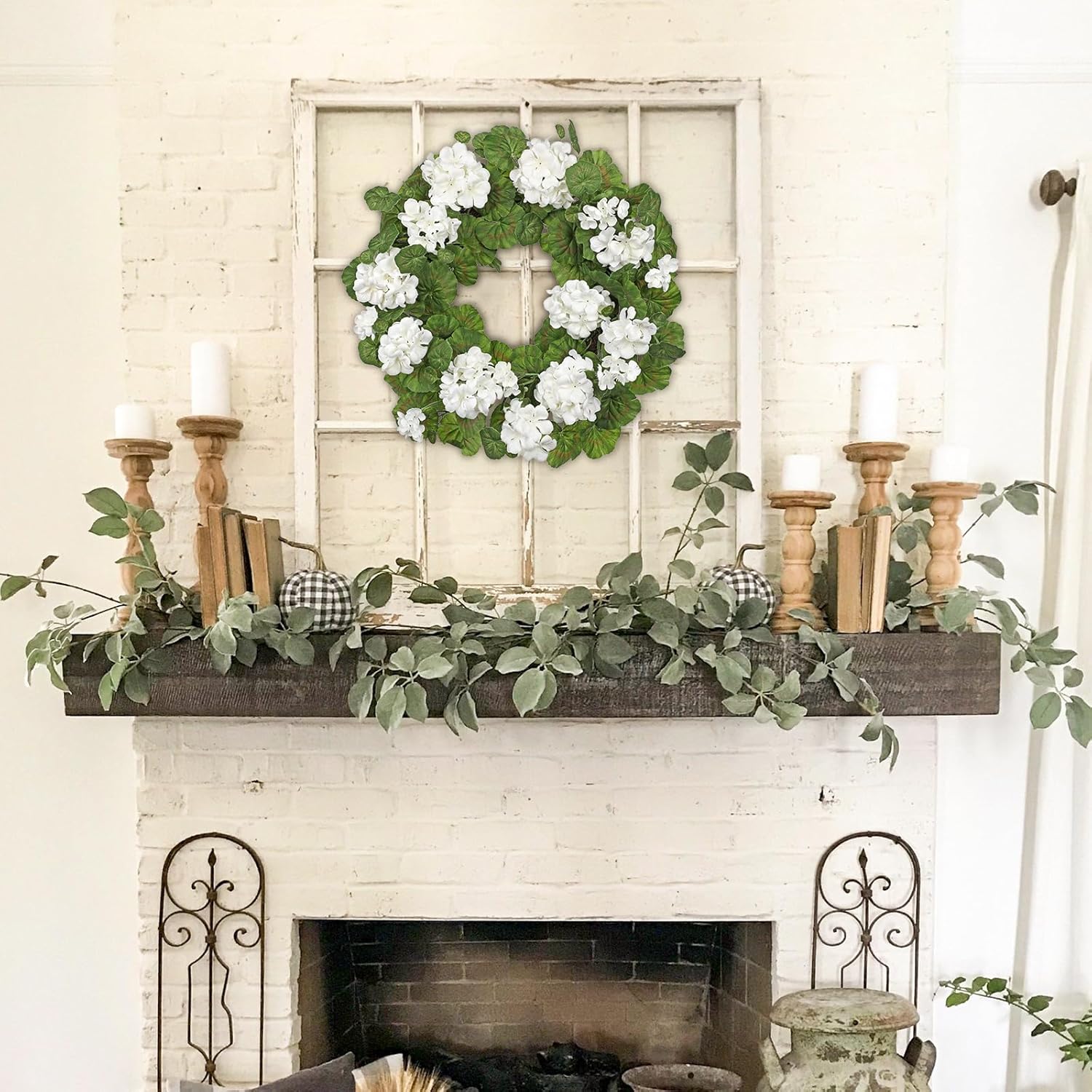 Briful 196 Inch Geranium Wreath with Greenery