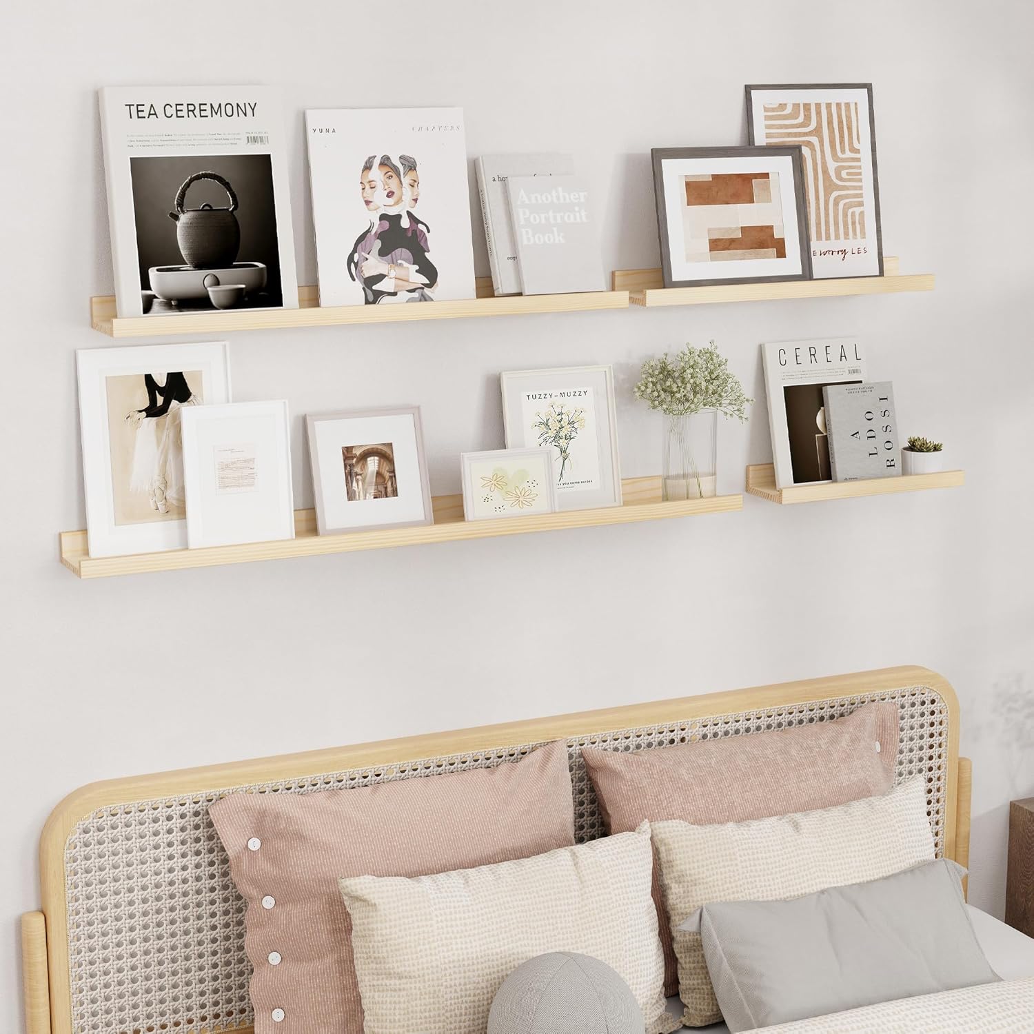 Vivelove Picture Ledge Shelf Set of 2 Natural 16 Inch Floating Shelves