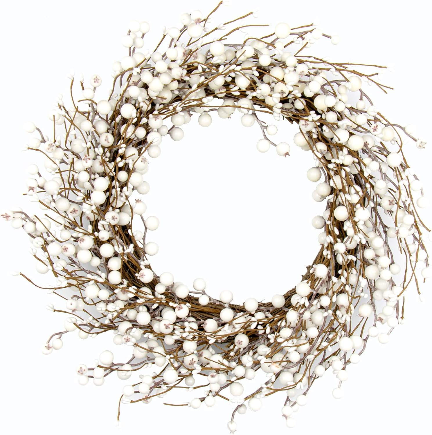 White Berry Wreath 20 Inch Winter Door Decor