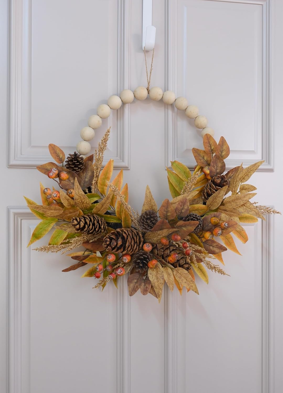 24 Inch Beaded Fall Wreath for Front Door