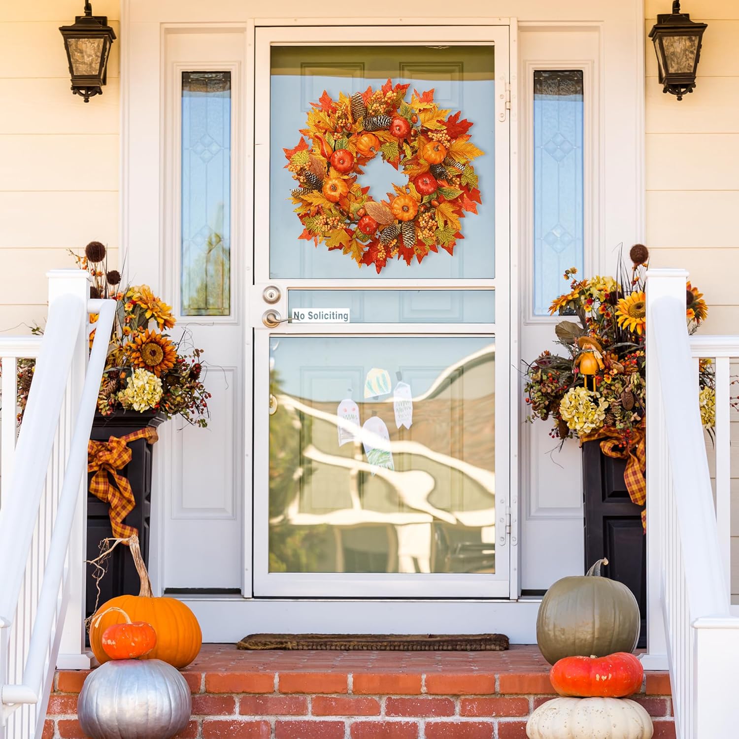 Sggvecsy 22 Inch Fall Wreath Decor for Front Door and Window